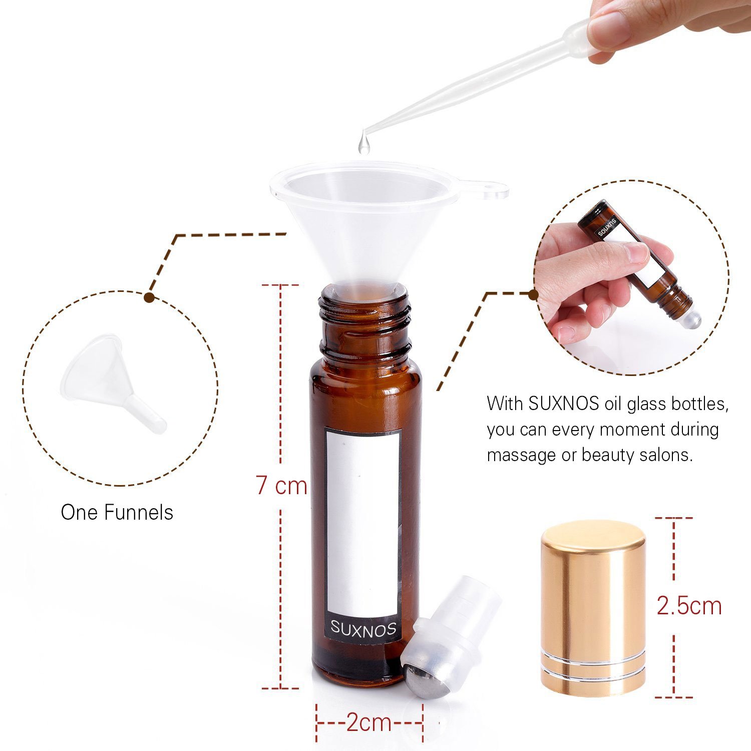 Produktbild von Roll On Glasflaschen Für Ätherisches Öl, 24 Stück Roll On Flasche