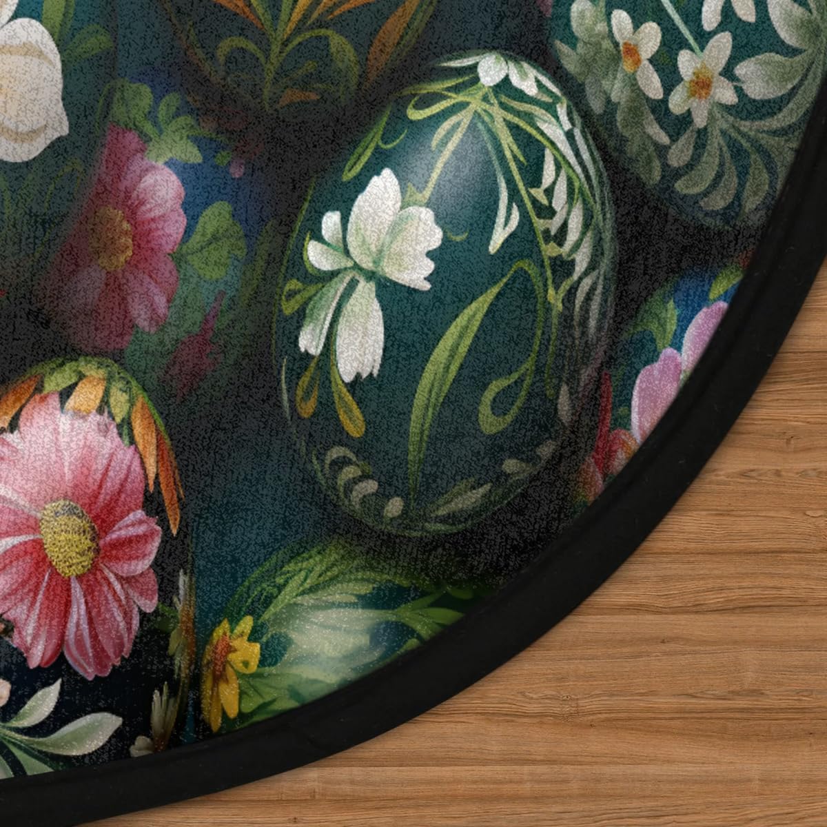 Rug Area, Easter Egg Flower Rug Accent Anti-Slip Distressed Protector Gaming Computer Chair Mat Throw Rugs Floor Carpet for Living Room Bedrooms Laundry Decor Gaming Diameter 33.88in