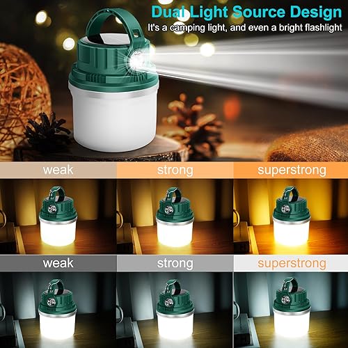 Miniatura 4 de Faroles de campamento de energía solar recargable por USB, mini linterna de luz portátil para emergencias, 5500 mAh batería recargable de gran