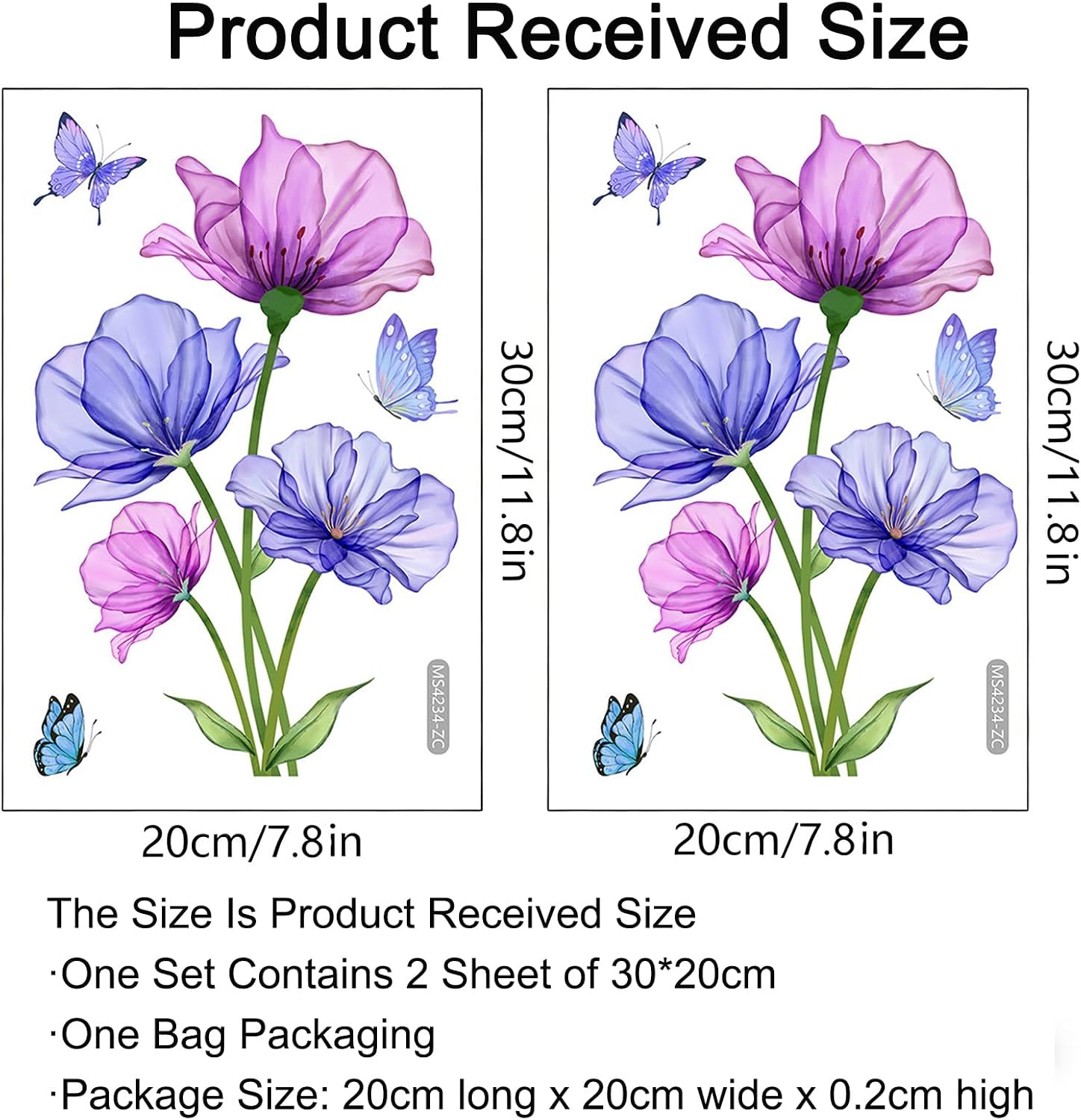 2Pcs Toilet Tank and Seat Stickers Set Bathroom Wall Decor Floral Butterfly PVC Sticker Wall Decals Peel and Stick Wall Stickers for Bathroom Living Room Bedroom Self-Adhesive Toilet Seat Decal Decor