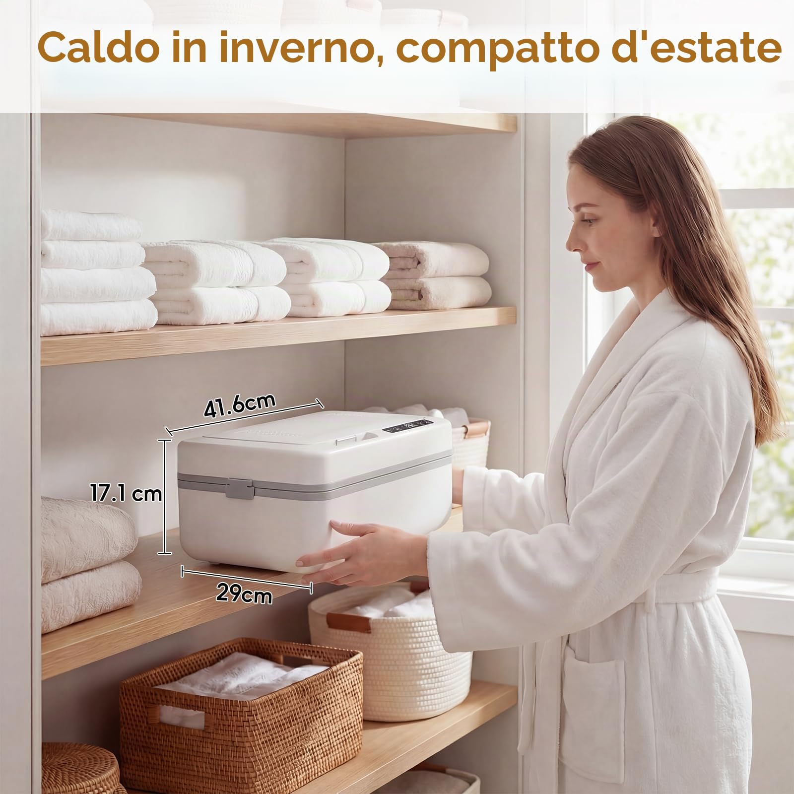 Scaldasalviette Elettrico Bagno Scaldasalviette Grande 35L con Timer e Display LED, Scalda Asciugamani Elettrico Pieghevole, Spegnimento Automatico, Modalità Riscaldamento e Asciugatura per Spa e Casa