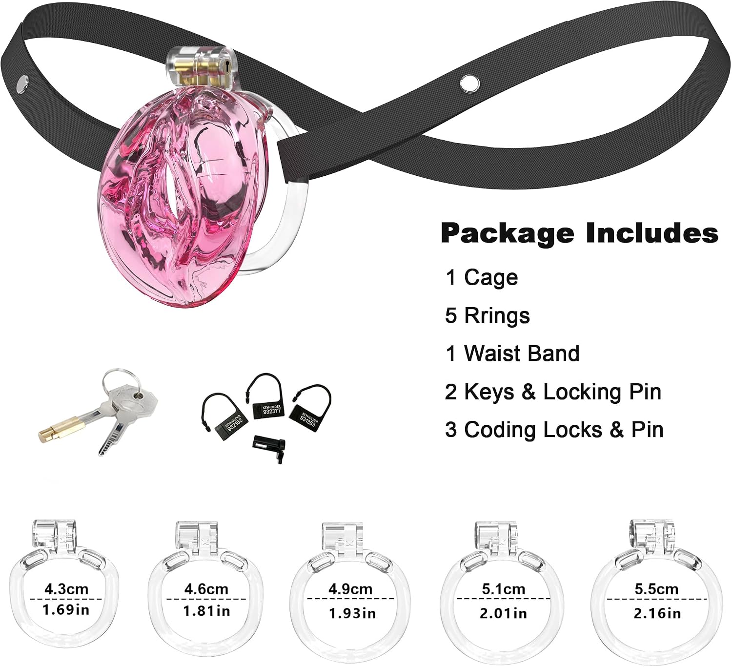 Male Soft Silicone Chastity Cage with a Sissy Labia Apperance - Yithuet TPE Material Chastity Device Breathable Flat Cock Cage Invisible Anti Erection BDSM Slave Training (Translucent Pink)