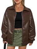 AUTOMET Womens Oversized Leather Jackets Zip Up Coats Faux Motorcycle Bomber Outfits Fall Trendy Fashion Winter Clothes 2026