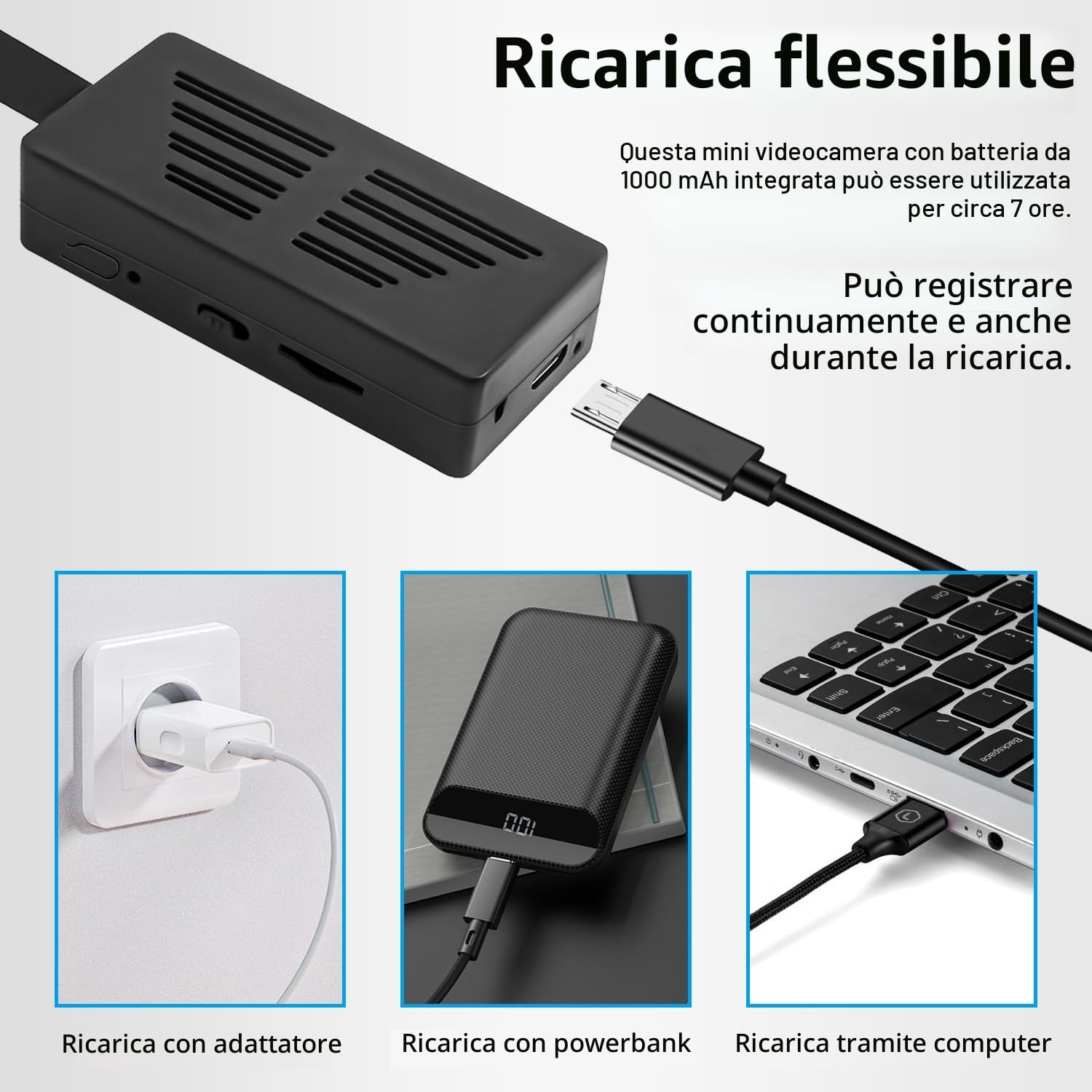 Mini Telecamera Spia Mini Fotocamera HD 1080P Telecamera Nascosta Portatile con Rilevatore di Movimento, Adatto per Monitoraggio Completo Interno ed Esterno