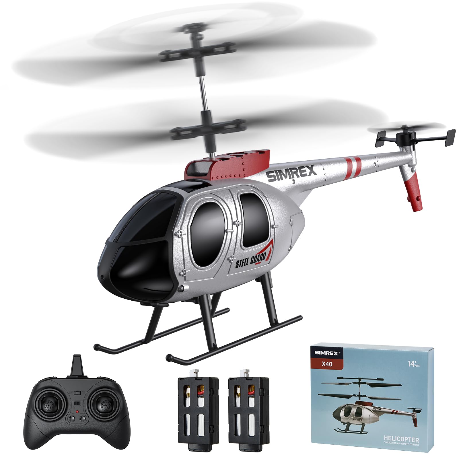 SIMREX RC Helicopter Toy for Kids & Beginners – Altitude Hold, 2 Speeds, Rechargeable with 2 Batteries, Indoor/Outdoor Hands-on Play, for Boys Girls