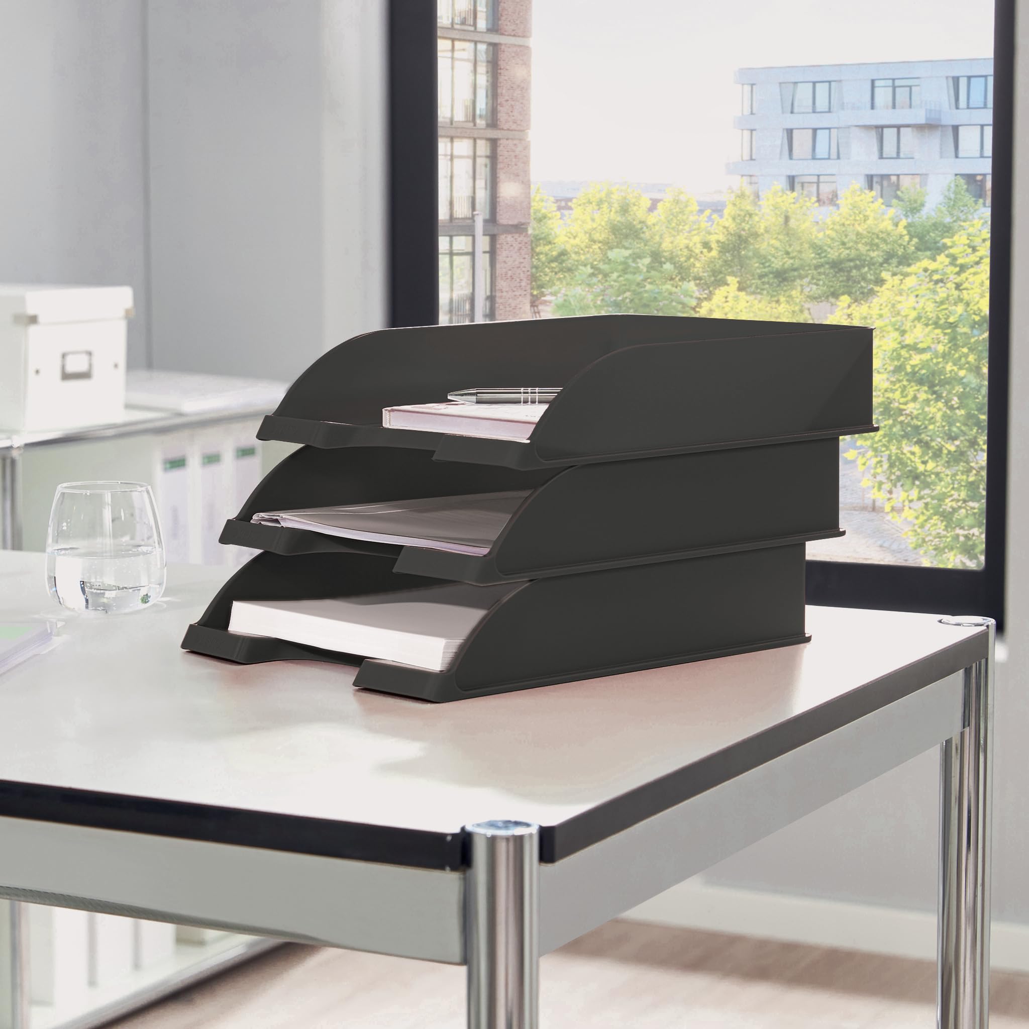 Leitz A4 Letter Tray, Black, Wow Range, 52263095