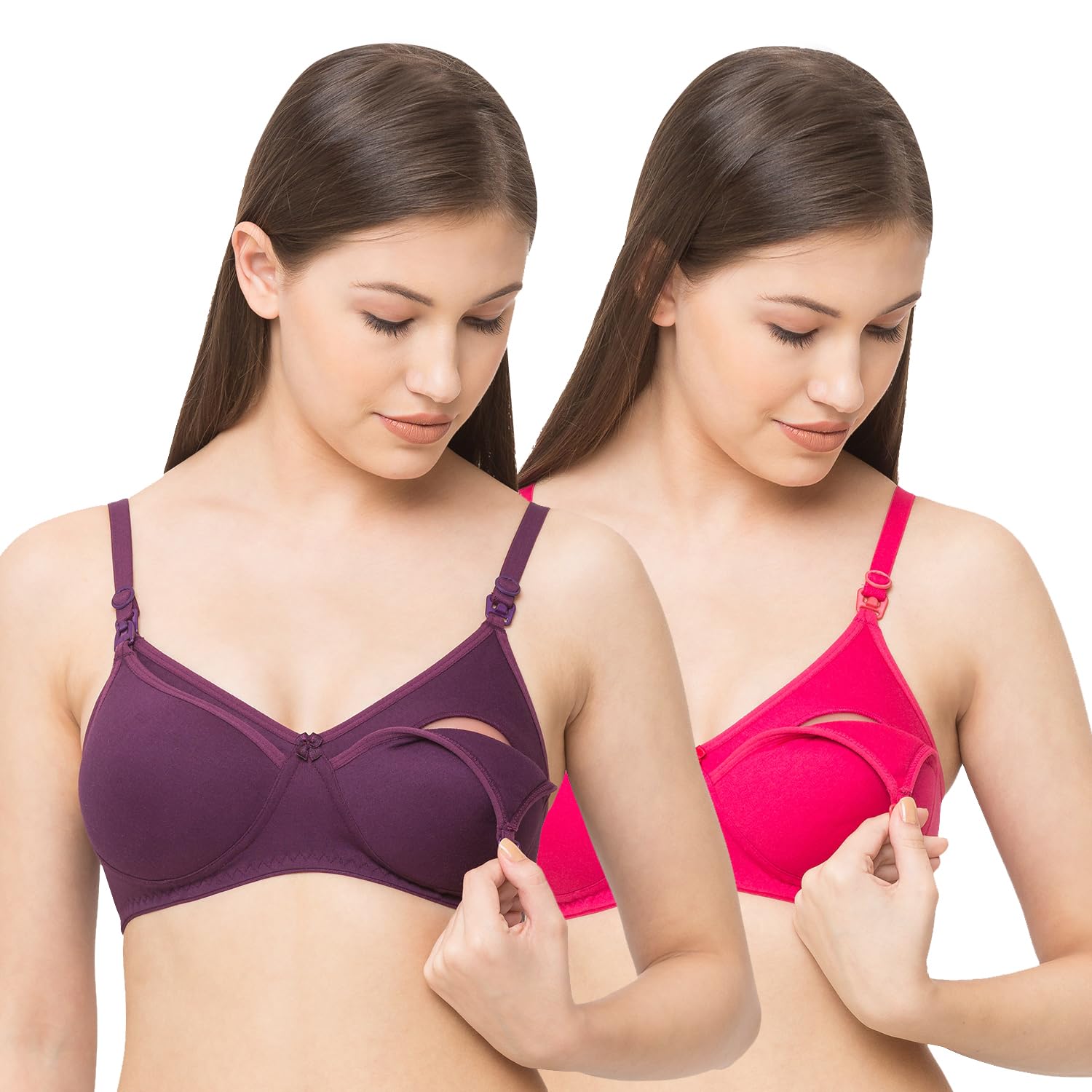 MomToBe Women’s Cotton Multicolor Full Cup Padded Feeding Bra/Nursing Bra/Maternity Bra Combo – (Rani Pink | Purple, Pack of 2) MomToBe Women’s Cotton Multicolor Full Cup Padded Feeding Bra/Nursing Bra/Maternity Bra Combo – (Rani Pink | Purple, Pack of 2)
