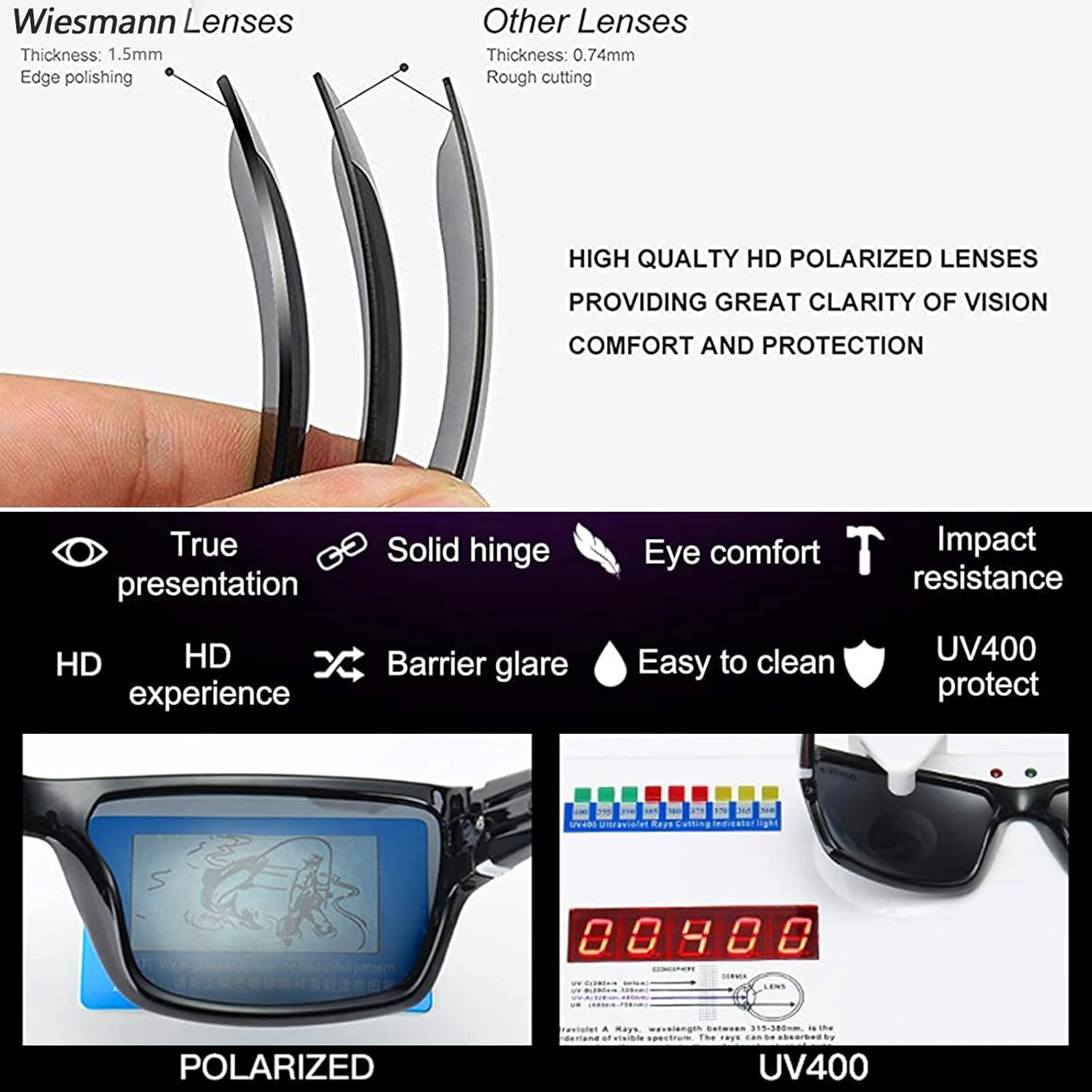 Polarized Sports Sunglasses Rectangular Wrap Cycling Fishing Sunglasses for Men and Women UV Protection 18216 - Image 5