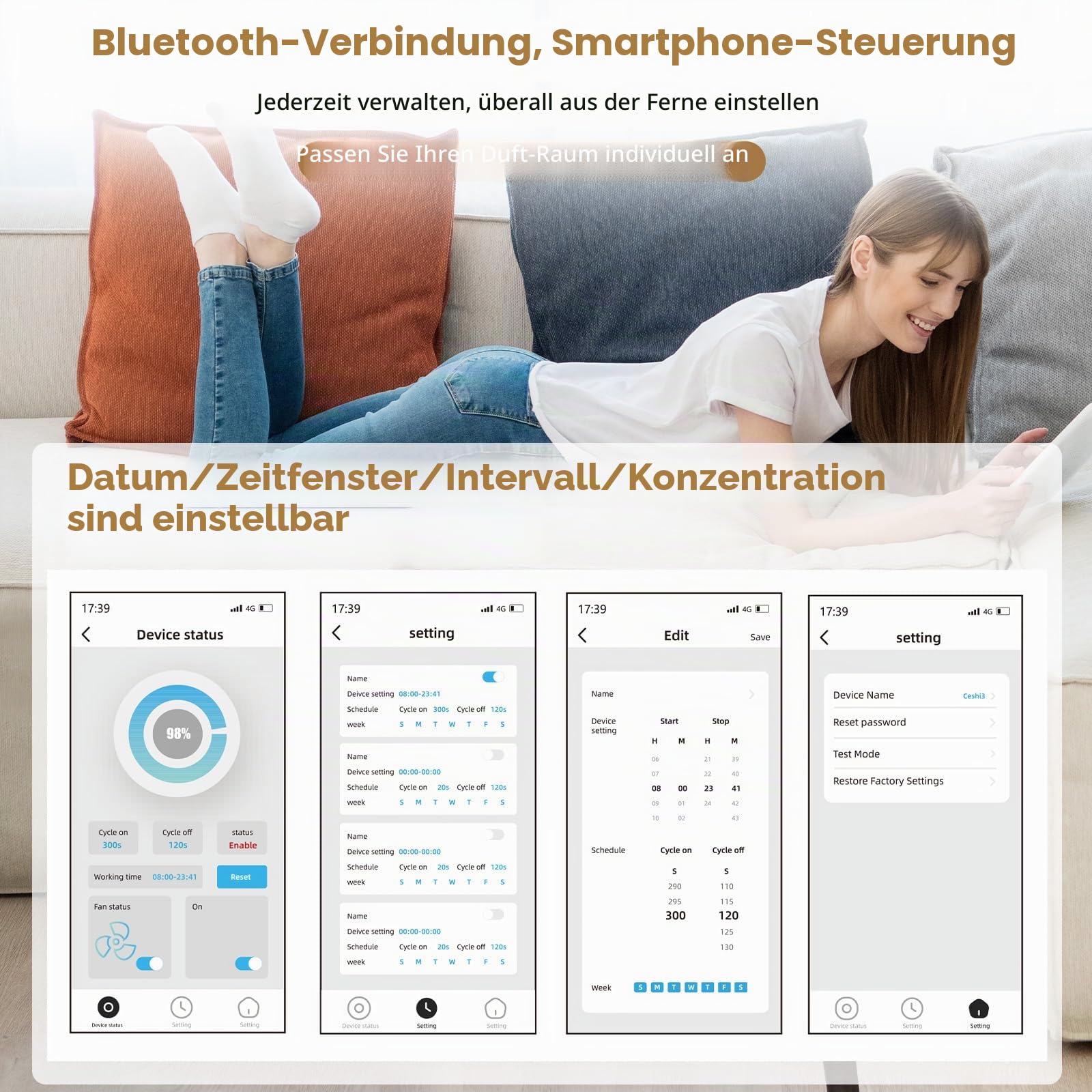 Smart Aroma Diffuser Wasserlos für Ätherische Öle mit LCD Display