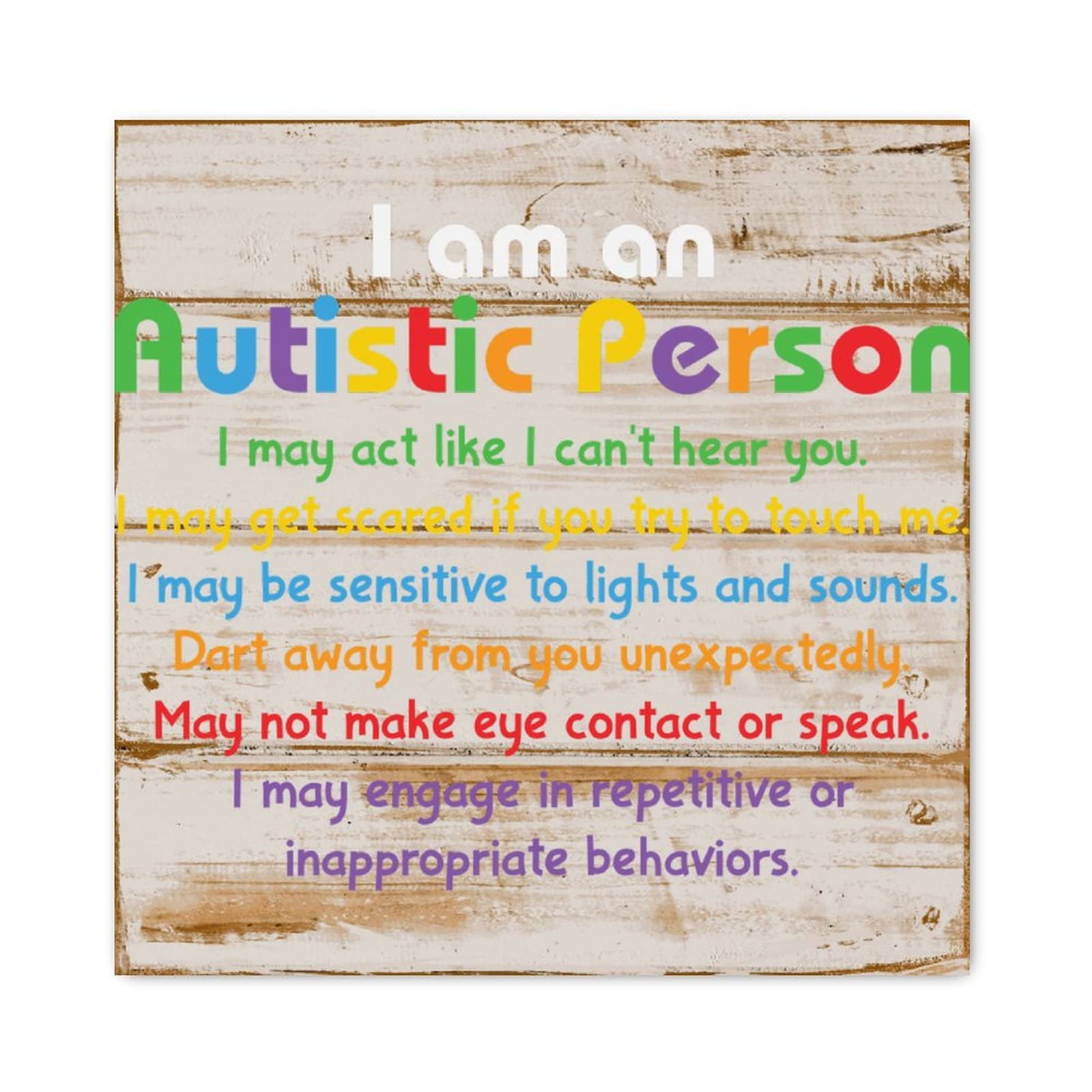 Panneau en bois avec inscription I Am An Autistic Person déco murale lumineuse maison 40cm