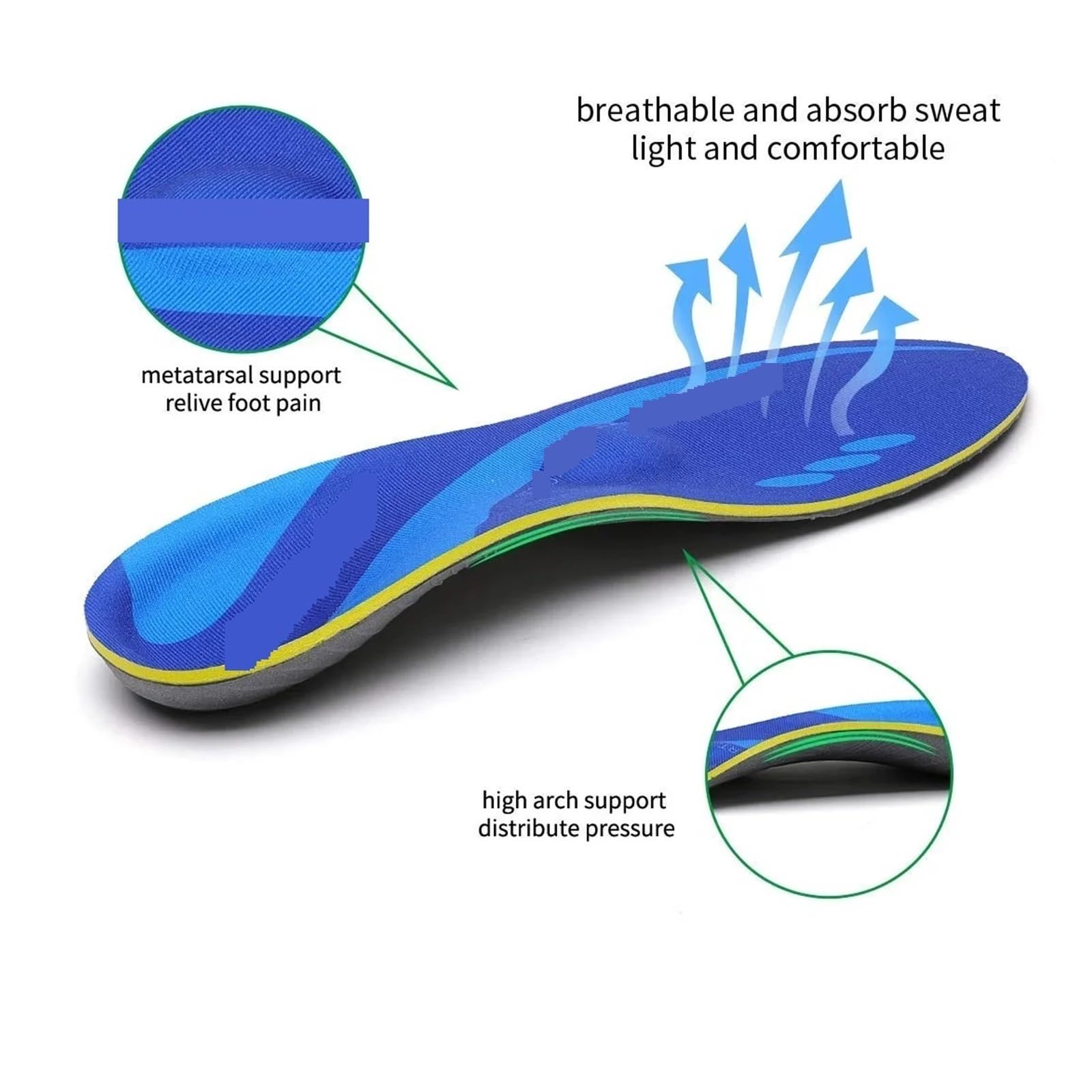 Solette Ortopediche Soletta di supporto for arco metatarsale Inserto ortopedico plantare, piedi piatti Solette ortopediche Sneaker atletica Suola con cuscino for tallone