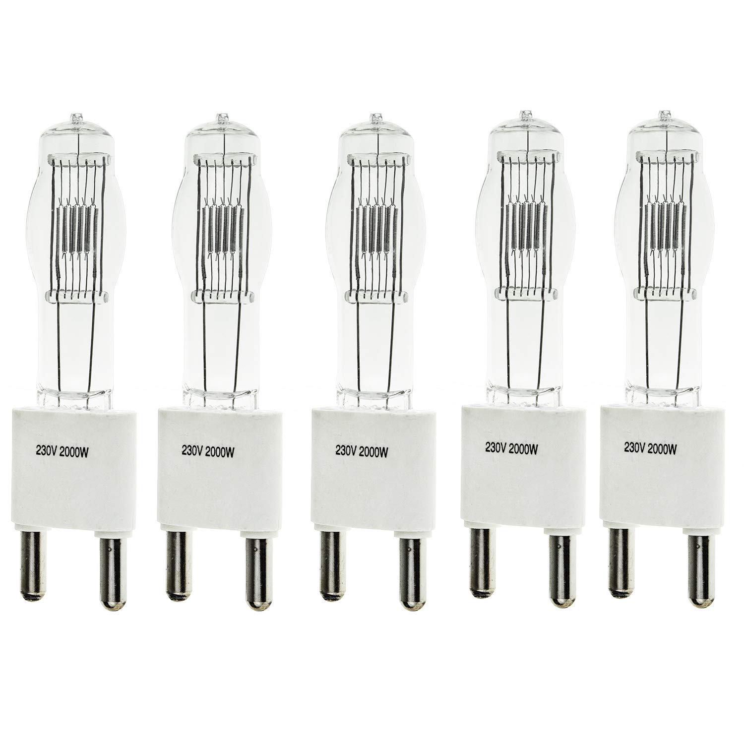 Pyxelstudio 5 x 2000W 3200K Halogen Glühlampe Halogenlampen Warmweiss Fresnel Tungsten Video Dauerlich Lampe 230V GY38