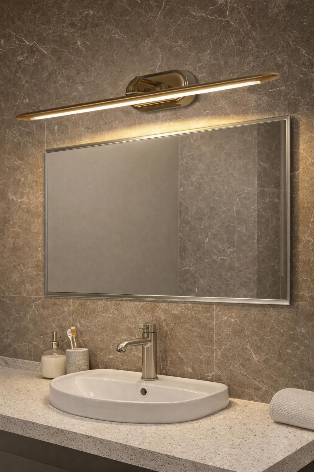 TRIPPING Body Color 12W Antique 3-in-1 LED Wall Lamp: Adjustable Warm, White, Natural Light, Flexible Neck, 50cm Length, 15cm Thickness Spot Focus Light for Pictures, Mirror,Washbasins