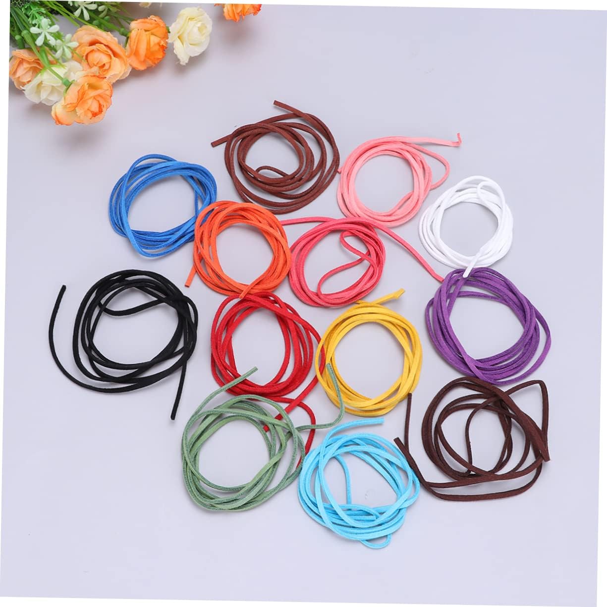 KALLORY 20 Pcs 1M Double-Sided Plush Leather Cords for DIY Jewelry Making Flat Cowhide Rope for Bracelet and Necklace Crafting for Beading and Accessories