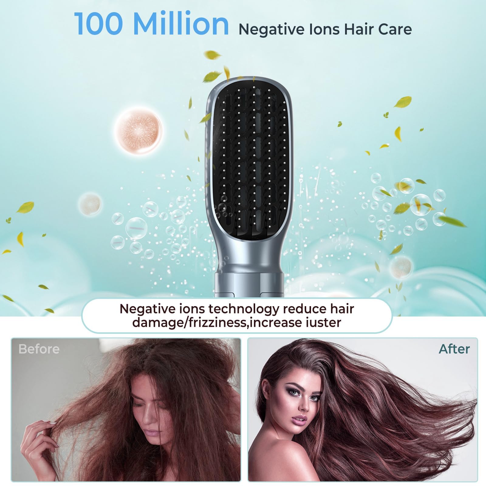 Hair Dryer Brush, Blow Dryer Brush with Attachments,110000 RPM Curly Twist 6 in 1 Air Style, Professional Ionic Hair Styling Tool, Left & Right Air Curler, Volumizer 7