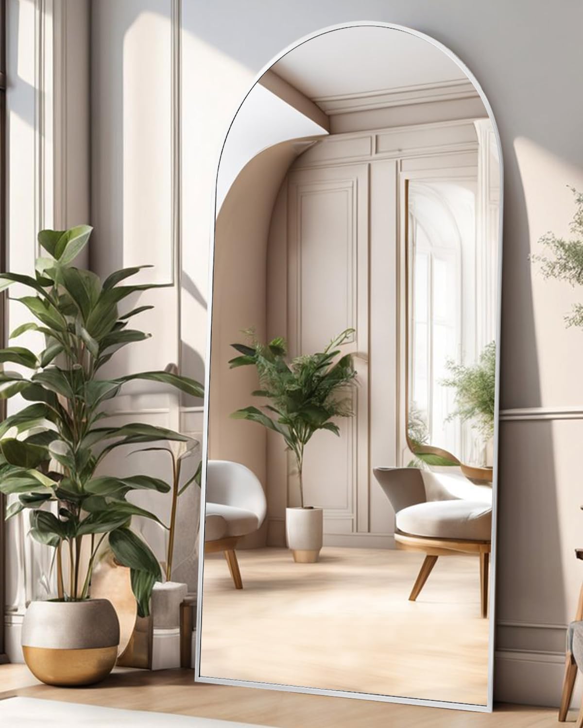 ITSRG Floor Mirror, Full Length Mirror with Stand, Arched Wall Mirror, 27"x71"Mirror Full Length, Floor Mirror Freestanding, Wall Mounted Mirror for Bedroom Living Room, Silver