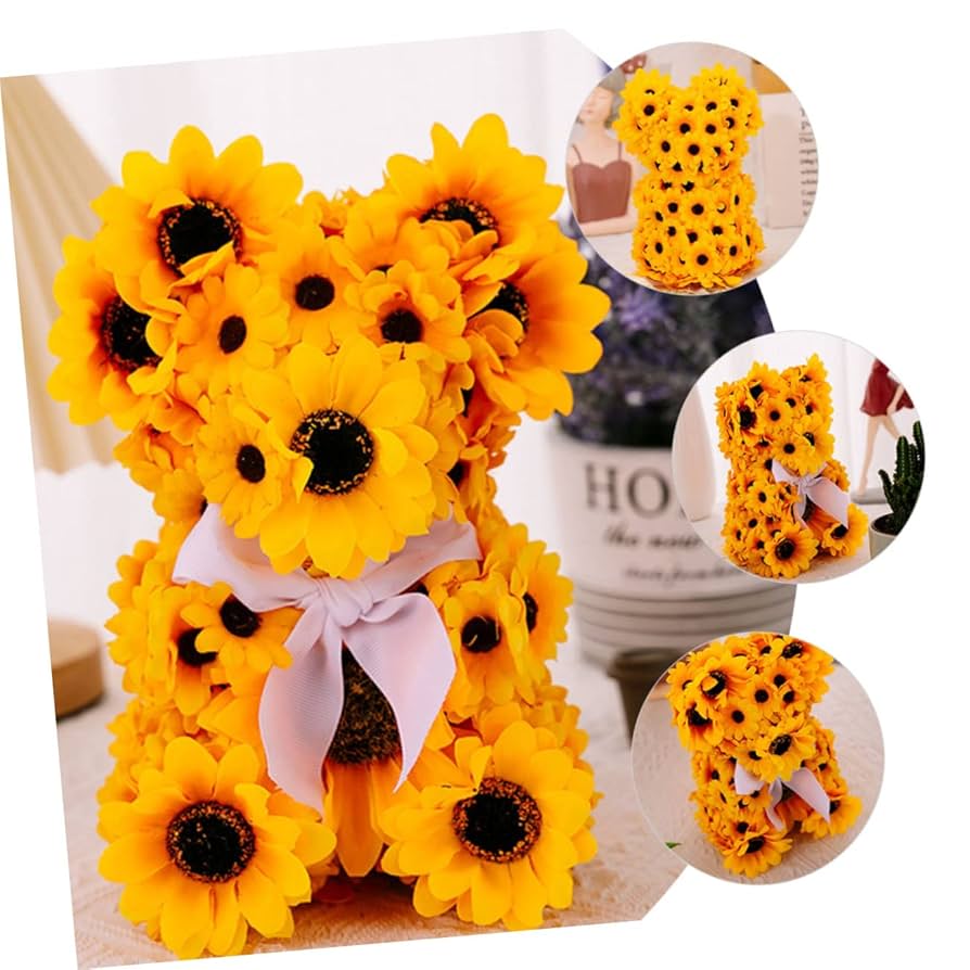 あみぐるみ クマ ひまわり装飾 あみぐるみ☆夏くまセット＊ひまわり すいか＊ 夏の思い出