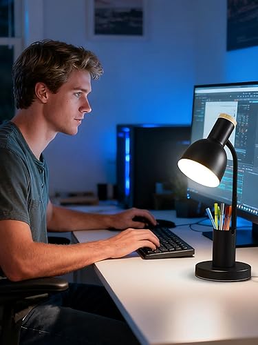 Miniatura 2 de Lámpara de escritorio LED con soporte para bolígrafo, luz de escritorio para cuidar los ojos, 3 modos de color, luz de lectura, lámpara de estudio