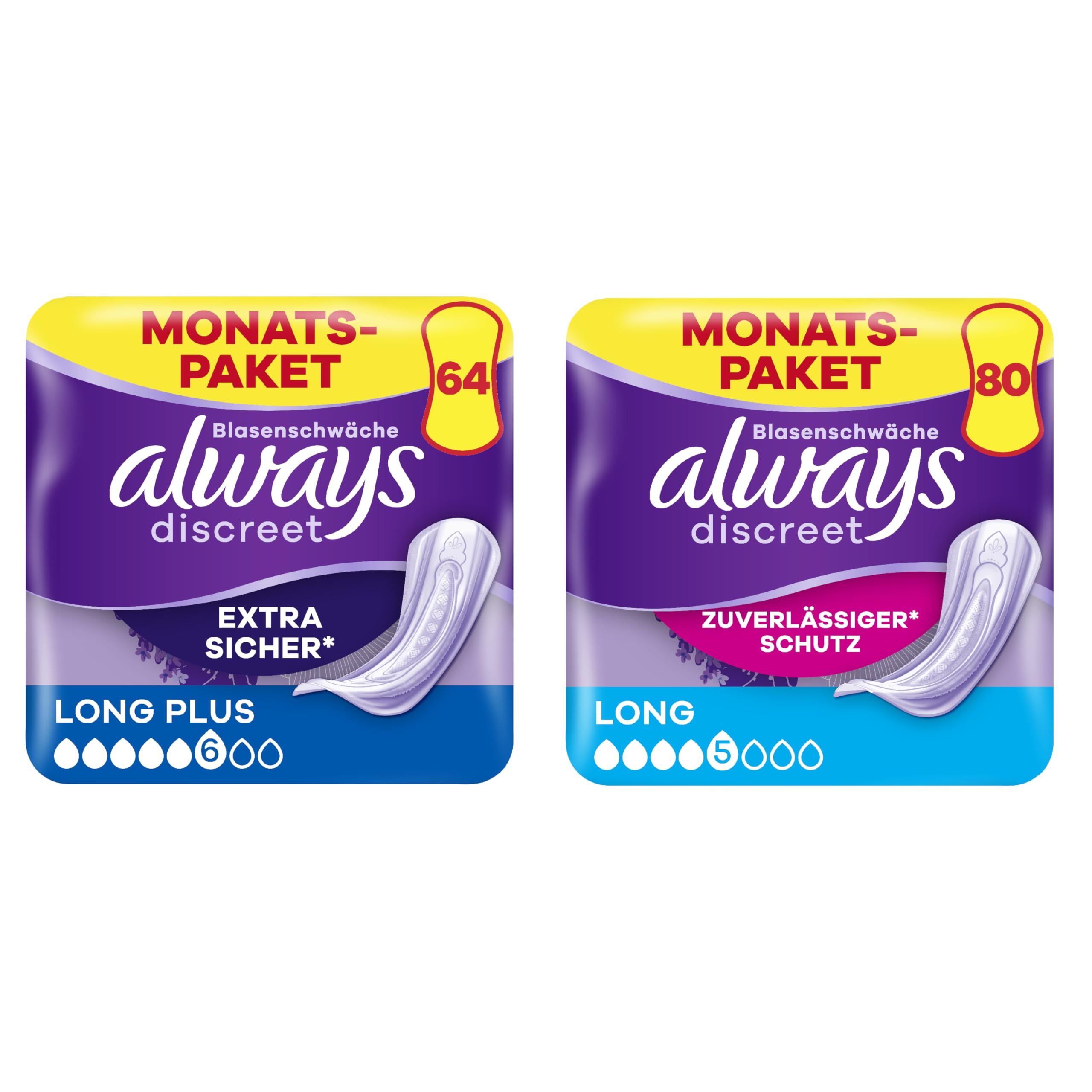 Always Discreet Inkontinenz-Slipeinlagen Normal (28 Stück) + Always Discreet Inkontinenzeinlagen Normal (30 Stück), diskreter Schutz & hohe Saugstärke (Kombipaket)