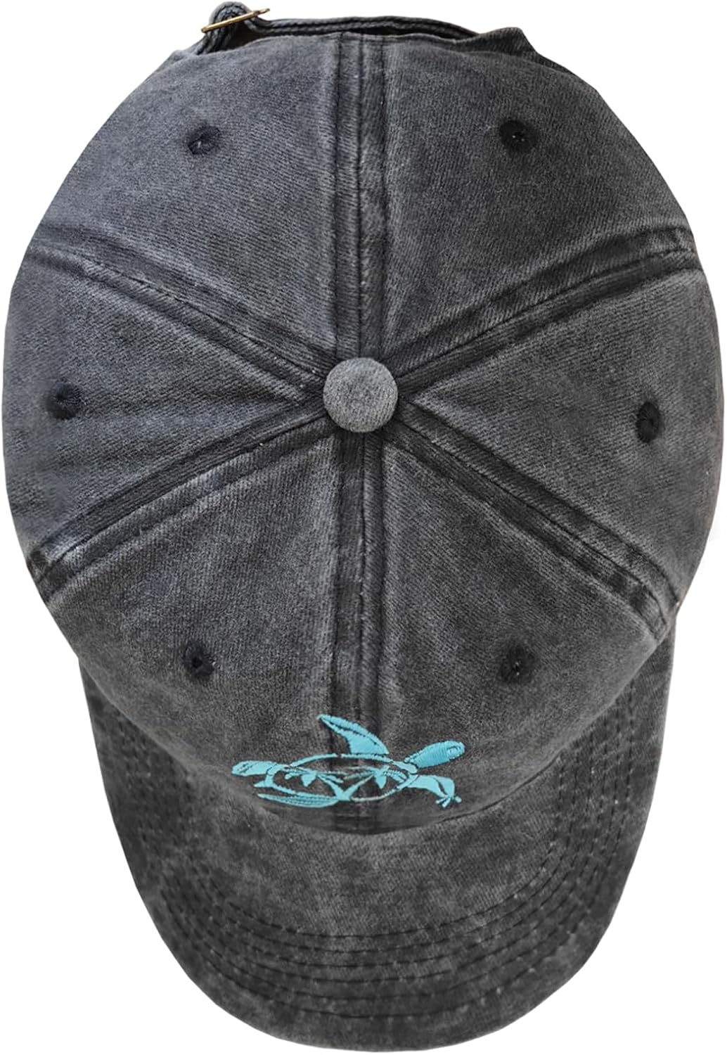 Women's Embroidered Sea Turtle Hat for Men Women, Adjustable Vintage Distressed Washed Cotton Baseball Cap - Image 3