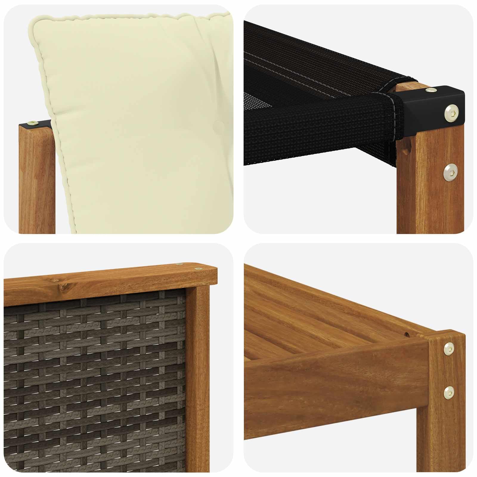 vidaXL Conjunto de sofás de Exterior con cojín 9 pcs Natural y Crema, Conjunto de sofá Moderno para jardín, Muebles Lounge Resistentes, sofá de Patio, Asientos Junto a la Piscina