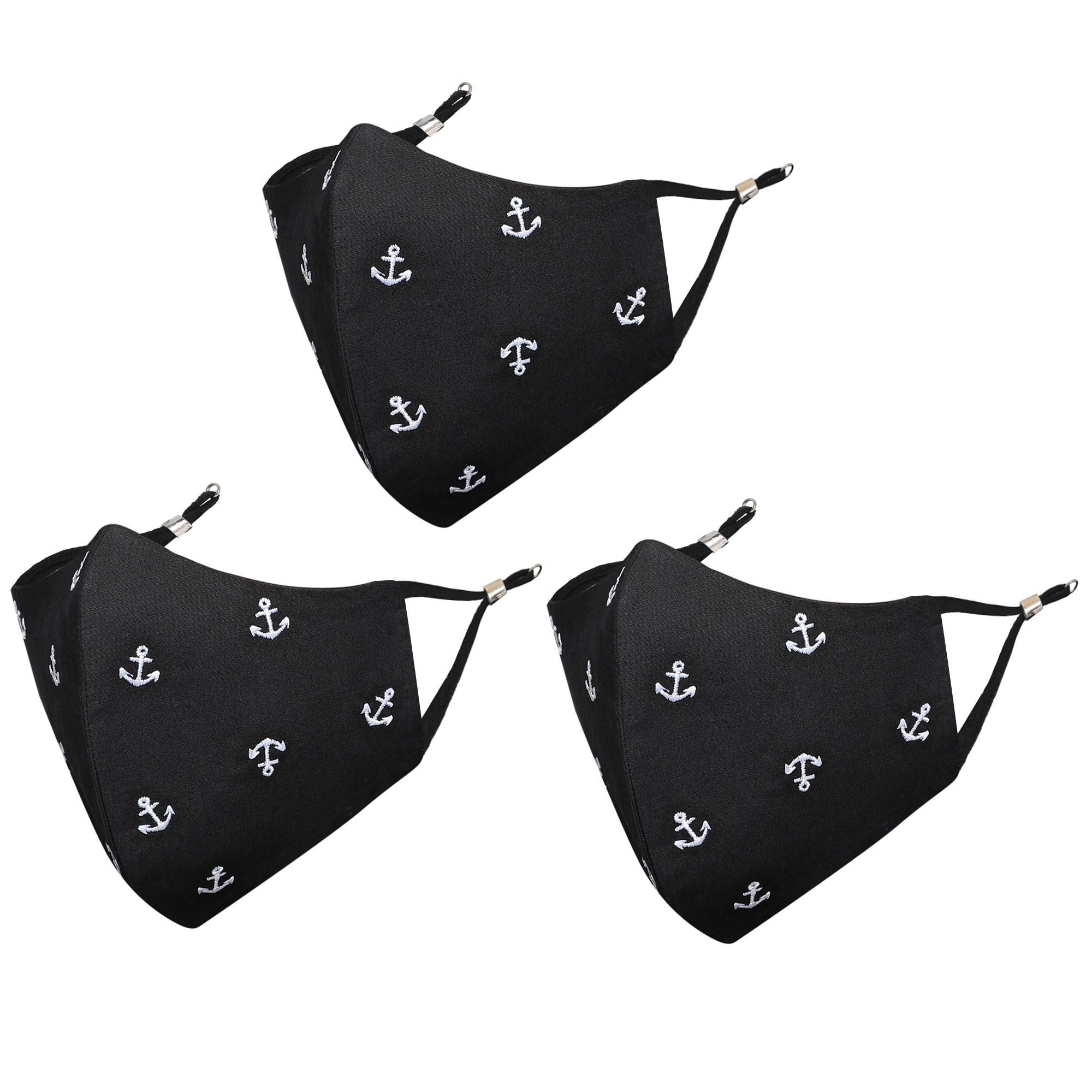 MASQ By Q-One Anchor 4 Layer, Reusable, Size Adjustable, Anti-Bacterial (BFE>99%), Cotton Cloth Face Mask Combo for Men, Boys with Ear Adjusters (Black)-picture-10