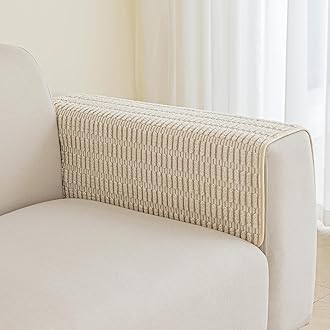 Muamar Couch Arm Covers Chair Arm Covers, Non Slip Sofa Arm Covers, Armrest Covers for Sofa, Furniture Covers Couch Protector 1pc(30x30inch, Cream White)
