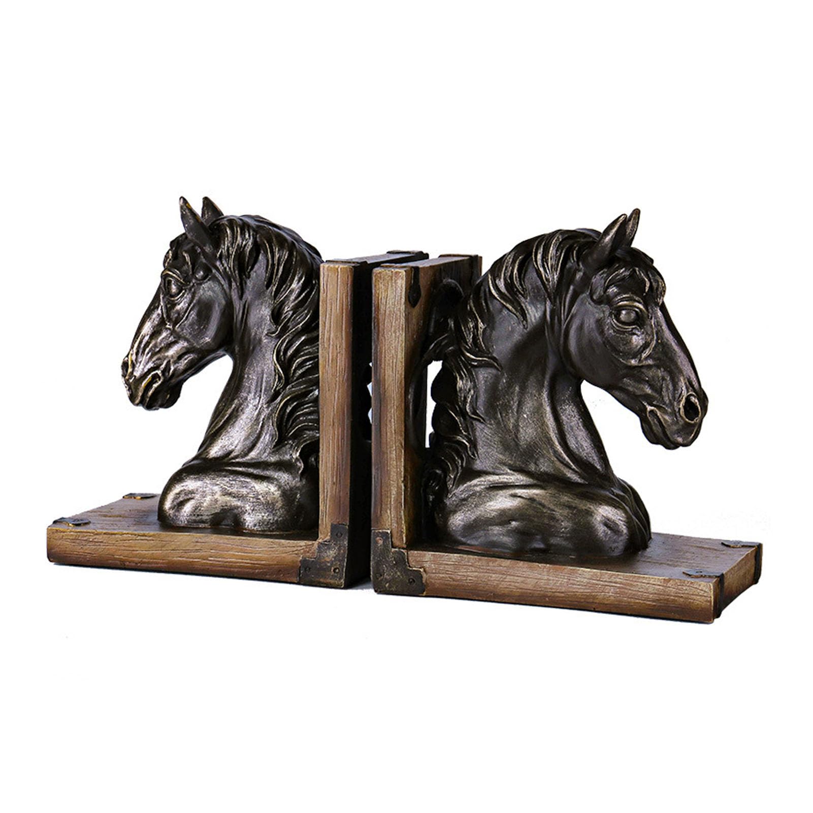 Vintage Horse Bookends Dekoracyjne, Wytrzymałe, żywiczne Końcówki do Książek na Półki w Biurze Domowym 2 Sztuki (głowa konia 2 szt)