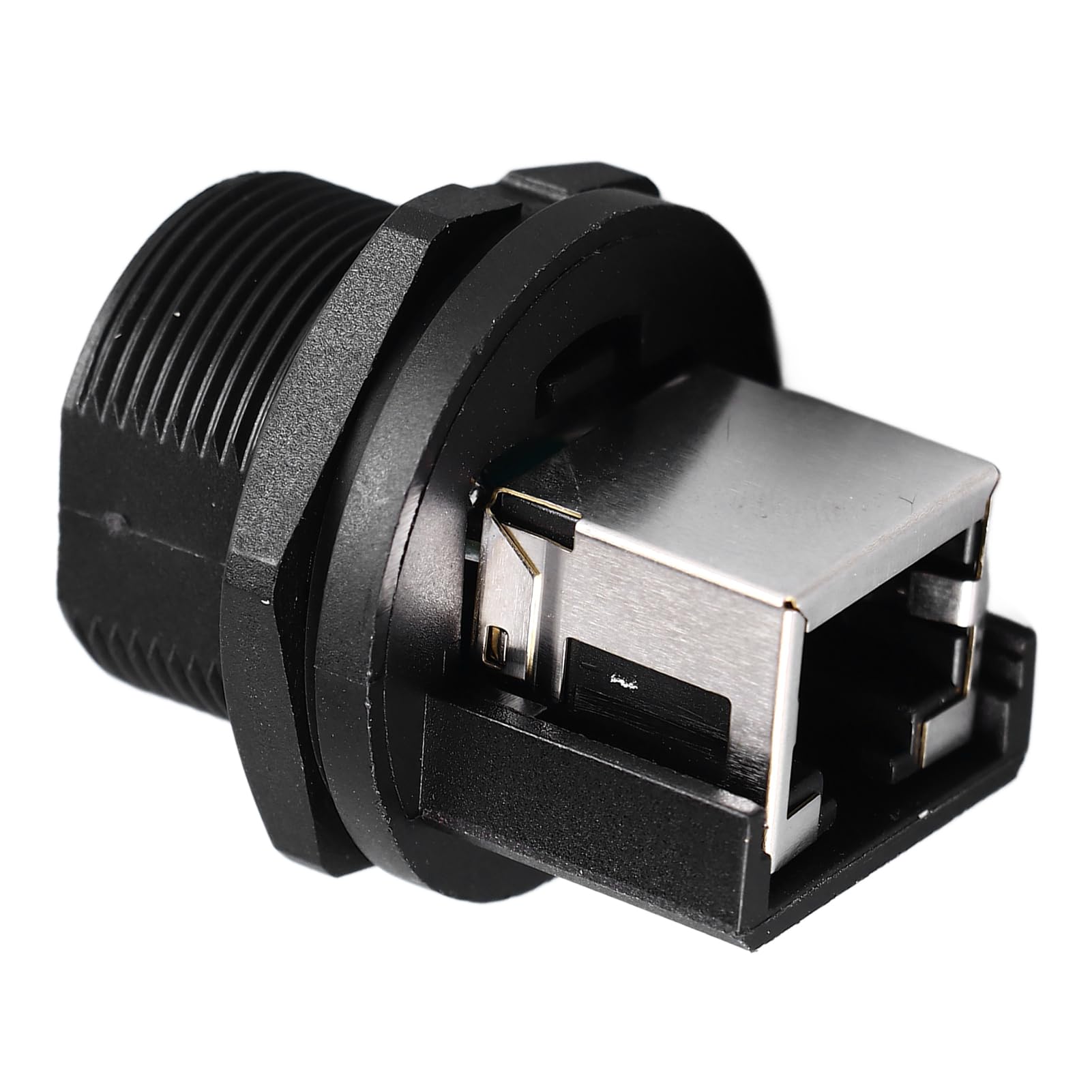 YWBL-WH Connecteur RJ45 PA66 Connecteur Femelle RJ45 IP67 IP68 étanche à 180 Degrés, Double Port Réseau, Prise Filetée pour Montage sur Panneau Extérieur, Utilisation Ethernet -40 °F à 221 °F