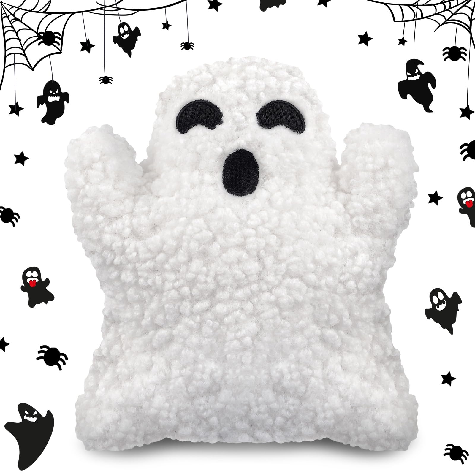 Weißer Geister-Plüsch, 30 Cm – Halloween-Deko, Kuscheltier Oder Kissen, Aus Weichem Plüsch