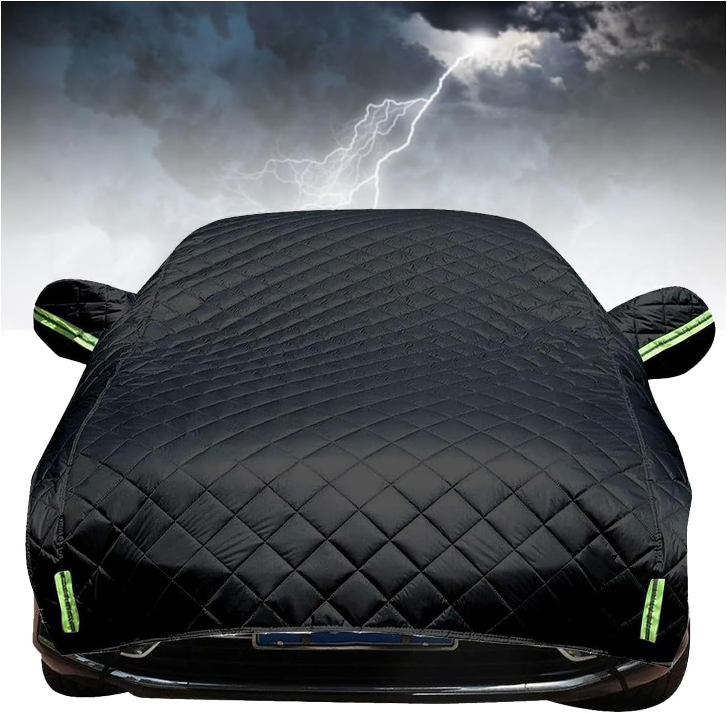 Halbgarage für Auto für Ford Fiesta 7 2017-2021，Halbgarage,Hagelschutzplane Auto Hagelsicher Wasserdicht Staubdicht und Schneesicher,mit Reflektierenden Streifen
