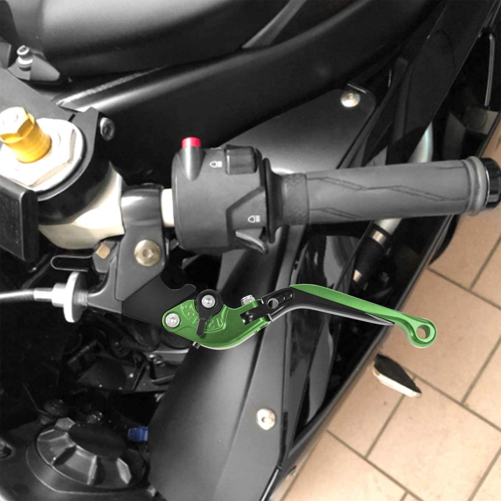 psler Leva Frizione per Leva Freno Moto, 1 Coppia di Leve Lunghezza 185 mm / 7,28 pollici Set di Leve Frizione e Freno, per Kawasaki ER-6F ER-6N 2009-2016 (Verde)