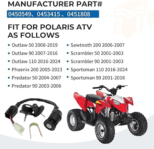 Miniatura 2 de M MATI Interruptor de llave de encendido Interruptor principal para Polaris Outlaw 50 90 110 Sportsman 90 110 Scrambler 50 90 Predator 50 90 Phoenix