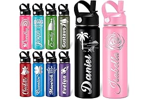 Personalized Water Bottles for Kids - Custom Engraved with Name and Straw