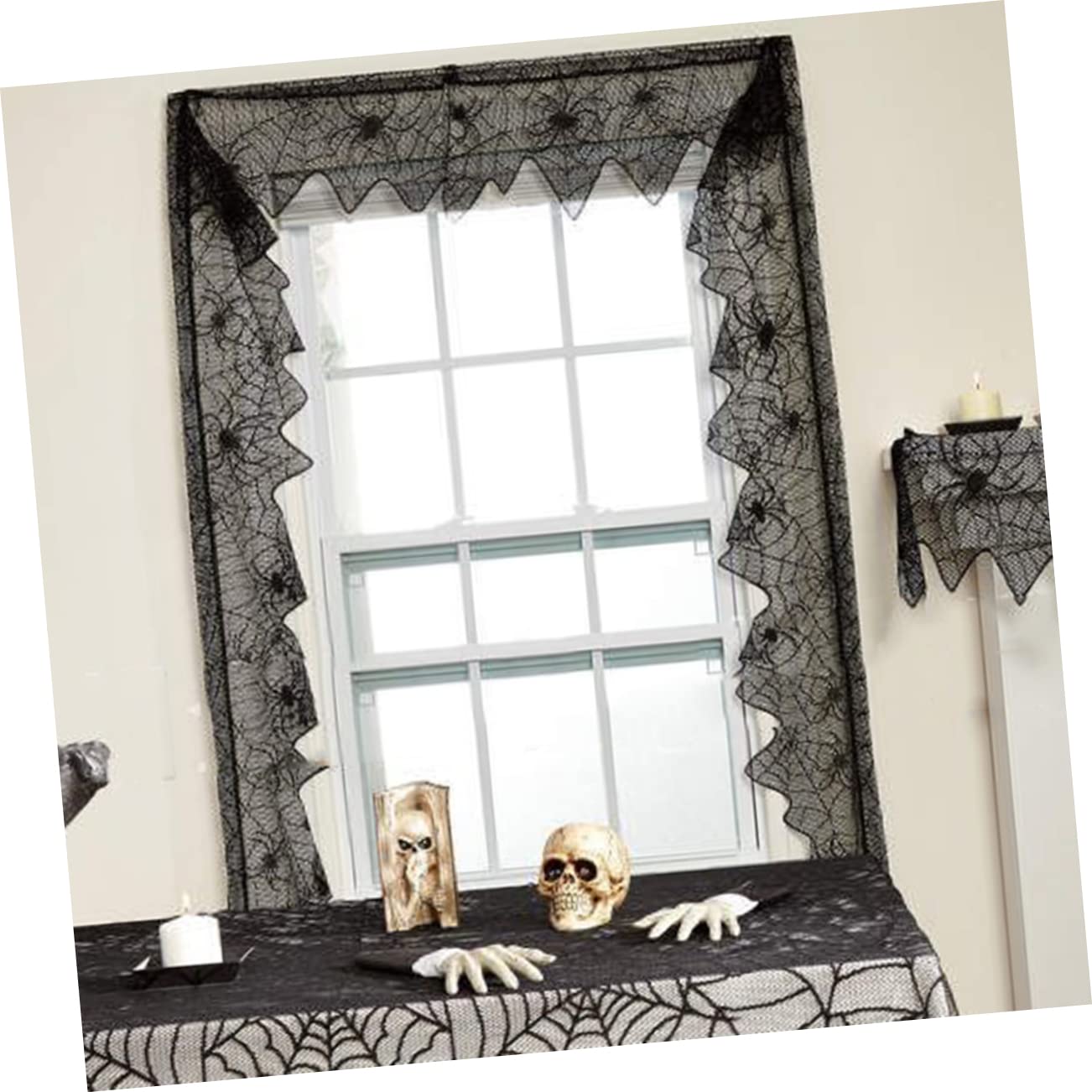 2 Pz Tende per Finestra Nere Finestra Tende Trasparenti Tende di Pizzo Forniture per Feste di Halloween Tende di Halloween Tende da Doccia di Halloween Tenda per Porte e Finestre Tenda per Finestra