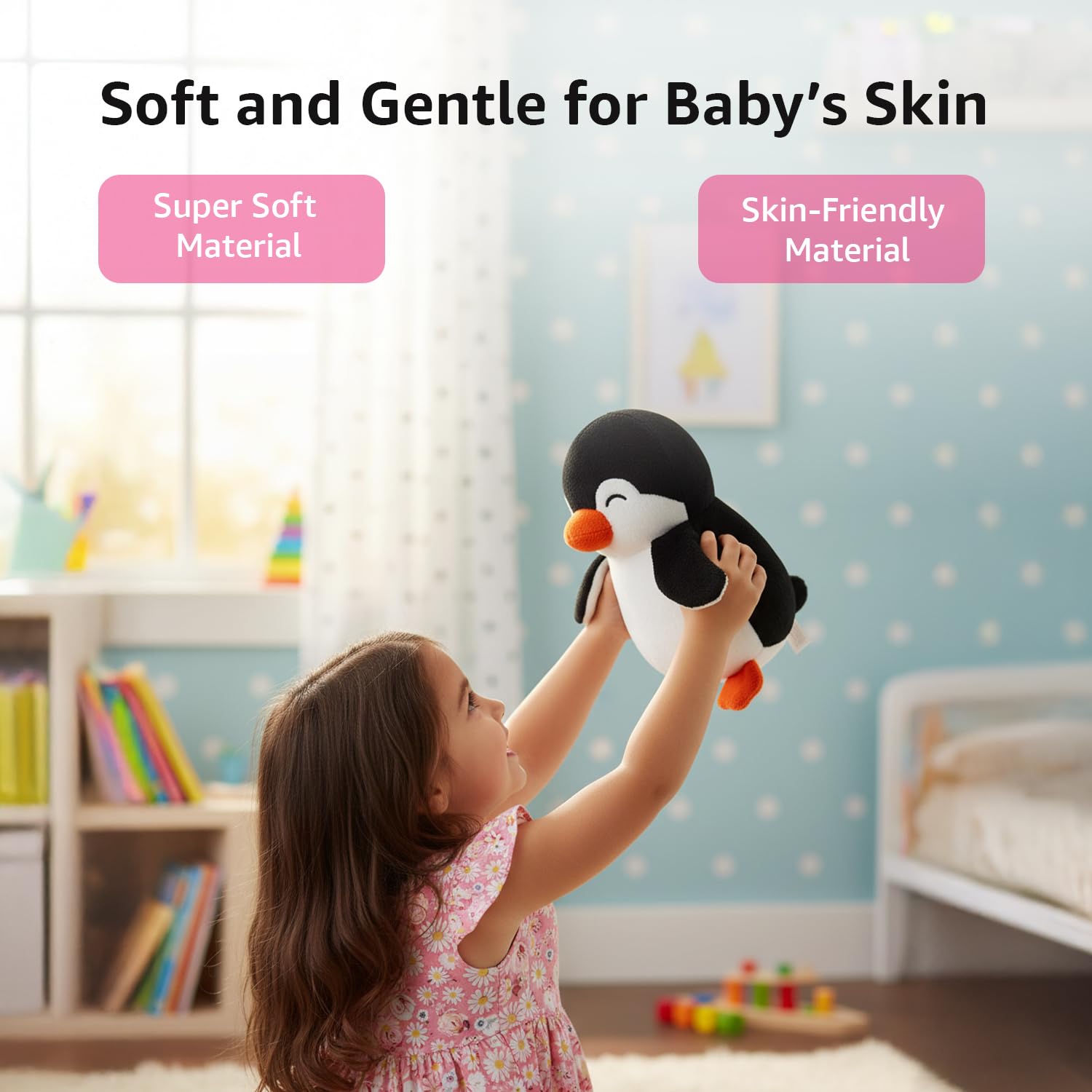 Amazon Brand - Jam & Honey Soft Penguin Plush Toy for Kids | Soft Toy for Boys and Girls | Super-Soft and Safe| Ideal for Gifting | Height 17 cm | Black and White image 3