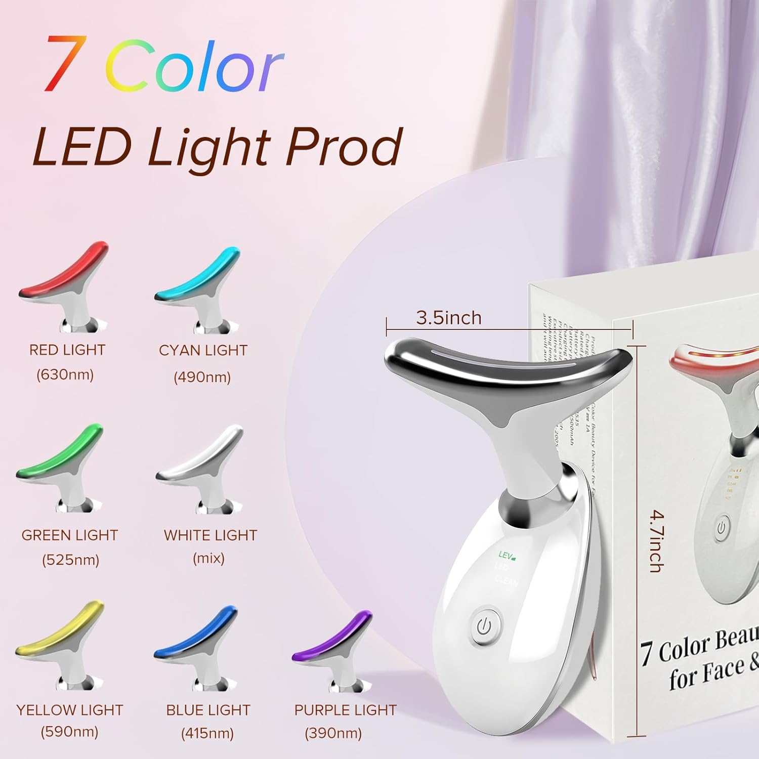 Red-Light-Therapy-for-Face and Neck, Facial Massager for Face and Neck, 7 Color Face Neck Massager for Skin Care, at-Home Face Tool for Skin Care