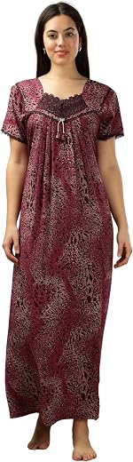 9shines Label Stylish Alpine Nighty Maxi for Women | Full Length Trendy Nightgown | Premium Nightdress | Nightwear | Embro...