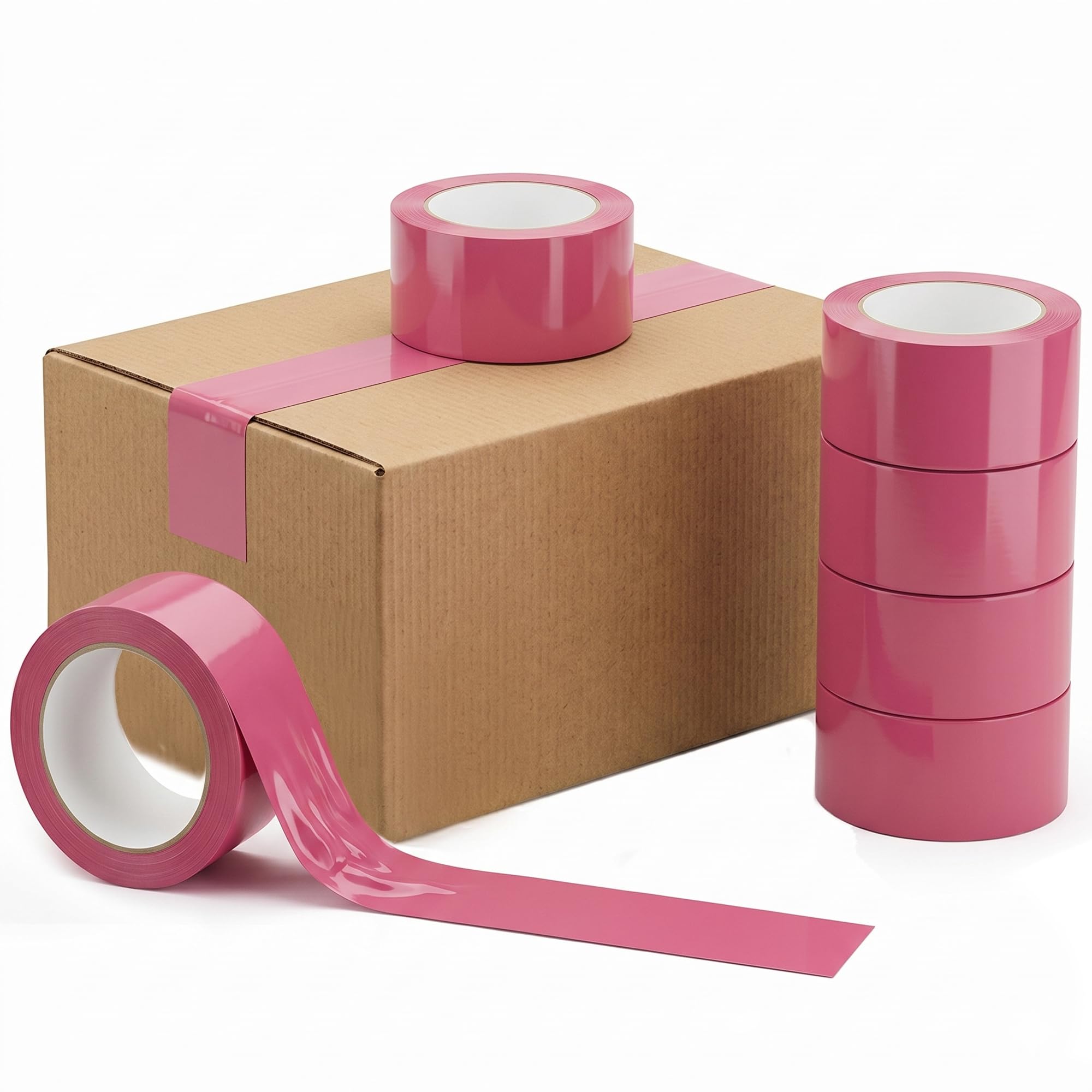 Venuscello® 12 x Parcel Packaging Tape Pink Strong Adhesive Coloured Carton Sealing Tape 48mm x 66m for Packing Shipping Moving Storage Warehouse Office Use