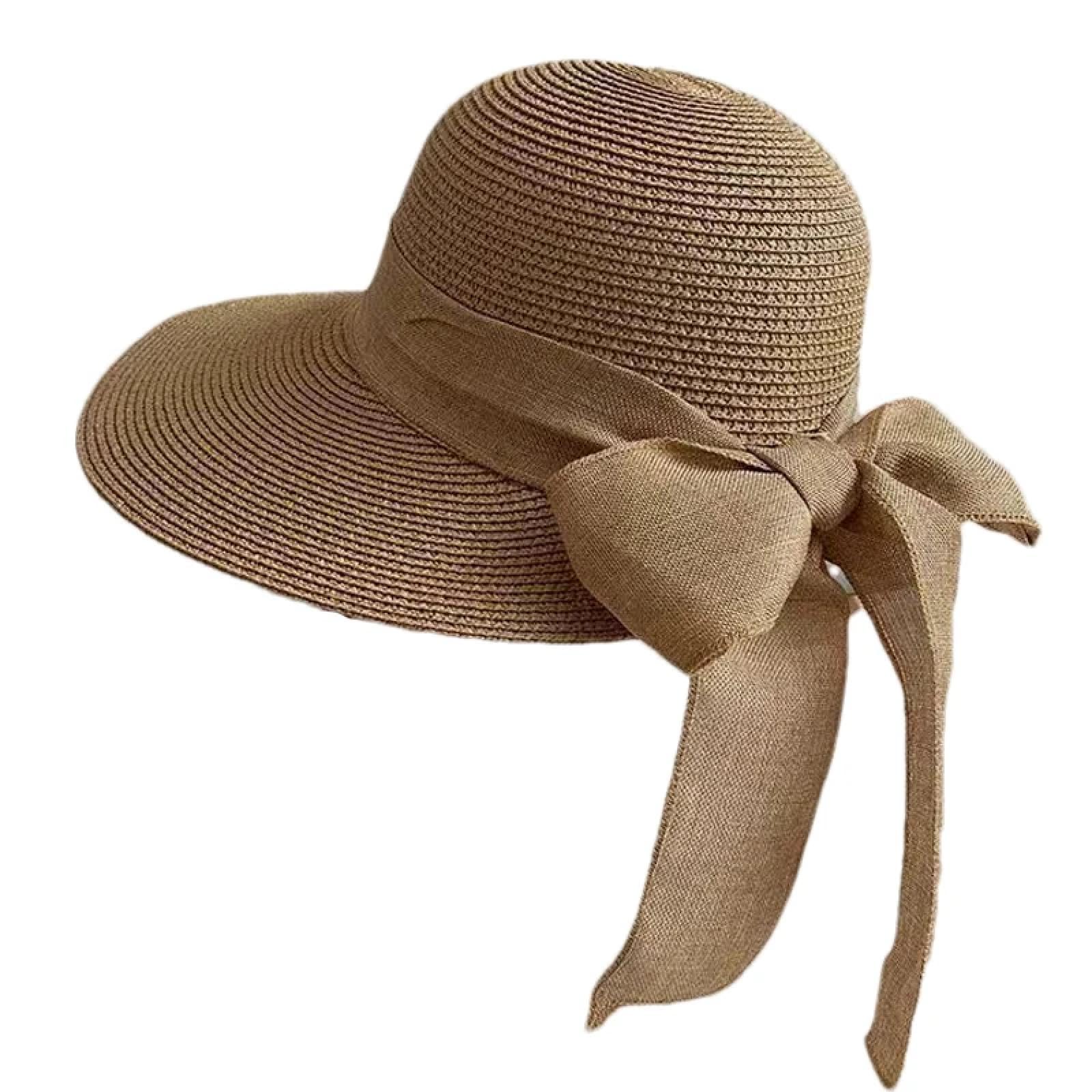 Gorros De Punto para Sombrero Tejido Beanie Sombrero De Paja De ala Sombrero De Protección con Lazo Cinta Viseras Transpirables Gorra De Playa De Viaje Al Aire Libre