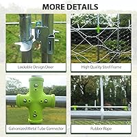 Vista 5 de Perrera grande para perros al aire libre, 7.5 x 7.5 pies, resistente con techo totalmente cubierto a prueba de rayos UV y lluvia, malla metálica