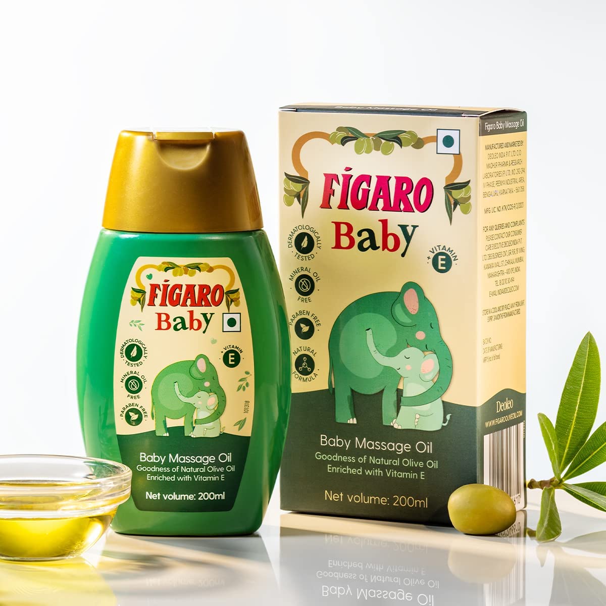 Fi.garo Baby Massage Oil With Goodness Of Natural Olive Oil Enriched With Vitamin E, Dermatologically Tested, 200 Ml