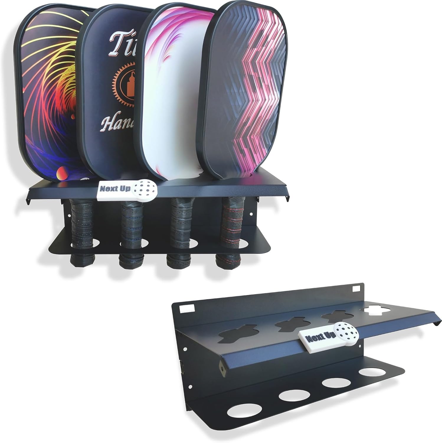 PRAMOON Pickleball Paddle Rack, 4Paddle Holder, Multiple