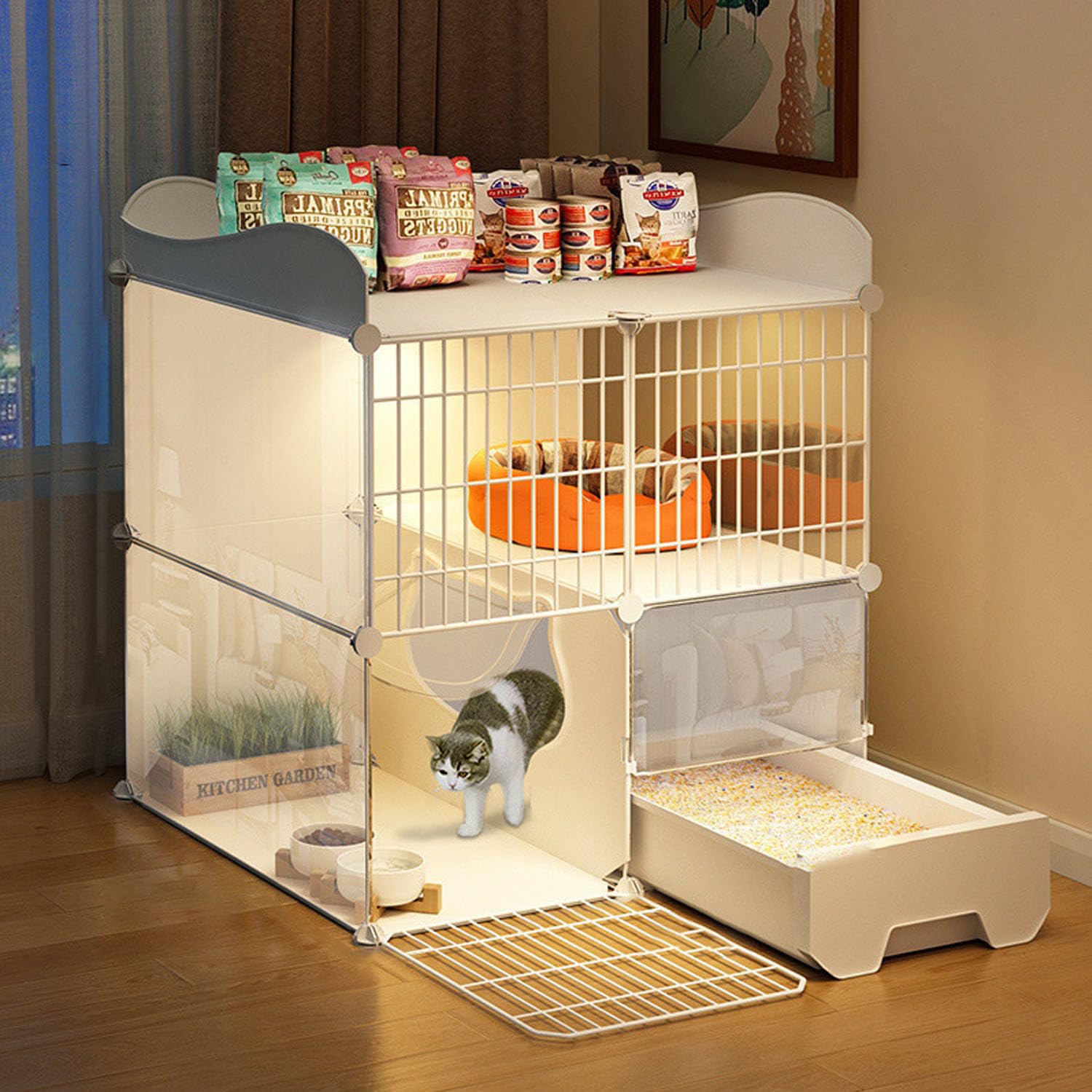 キャットゲージ 2段 トイレ付き 楽天市場】【トイレ一体型】猫 ケージ 2段 トイレ付き スコップ付き