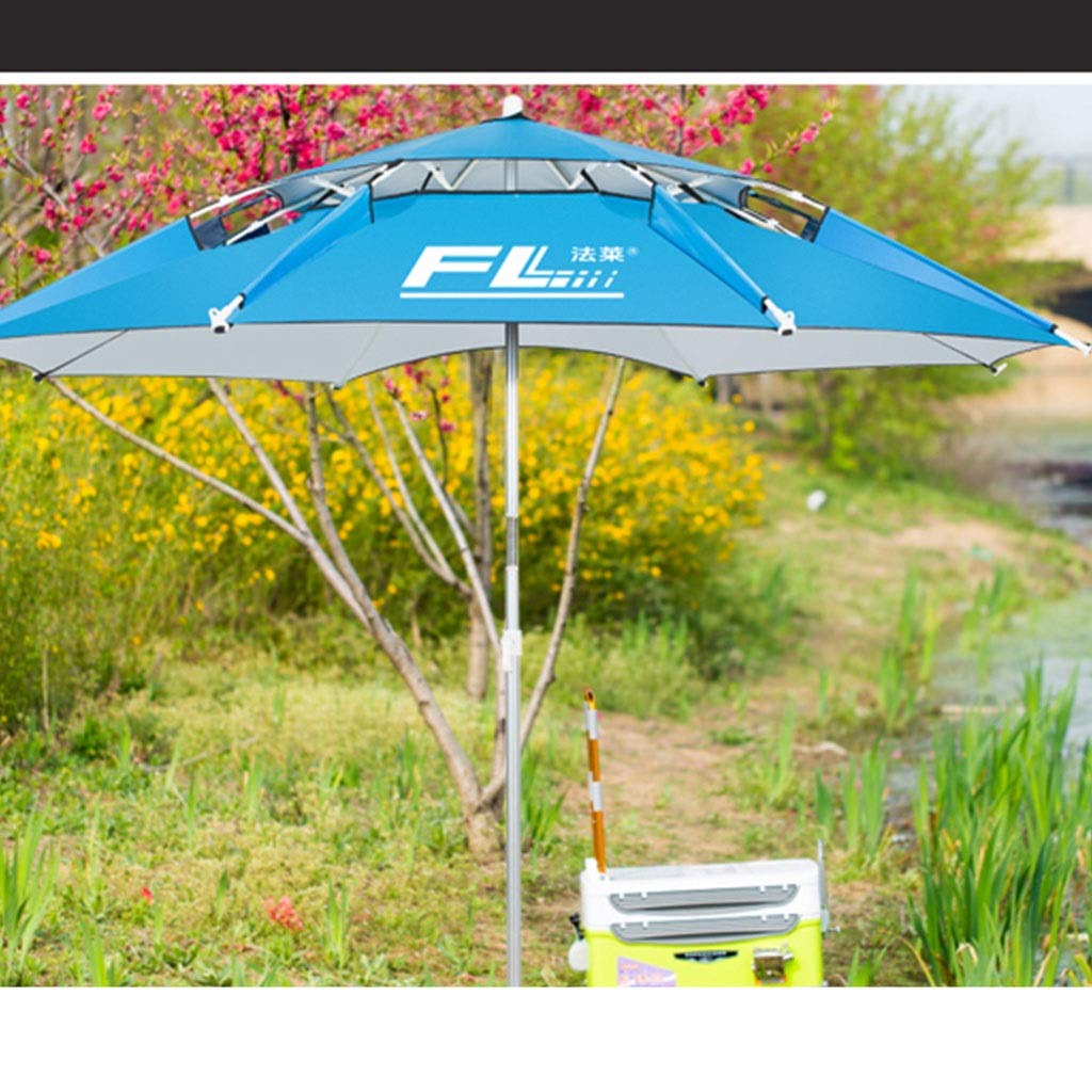 LNNW Parasol wędkarski 2,2 m Uniwersalny deszcz składany parasol 2.4 parasol wędkarski parasol parasol podwójny gruby parasol wędkarski Wędkarstwo parasol (Color : Nero, Size : 2.4m)
