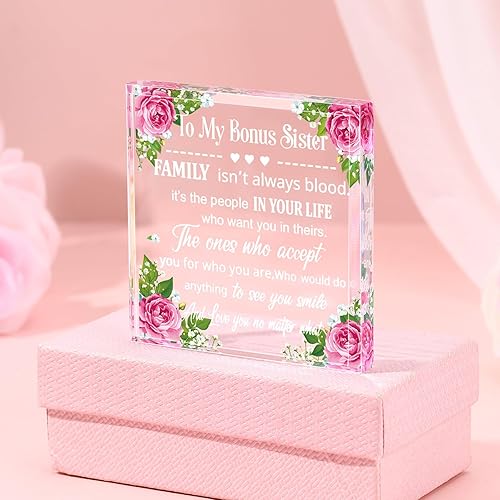 Miniatura 2 de My Bonus Sister Gifts - Regalo para hermana, recuerdo de corazón y pisapapeles de parte de hermana hermano, acrílico transparente, regalo para