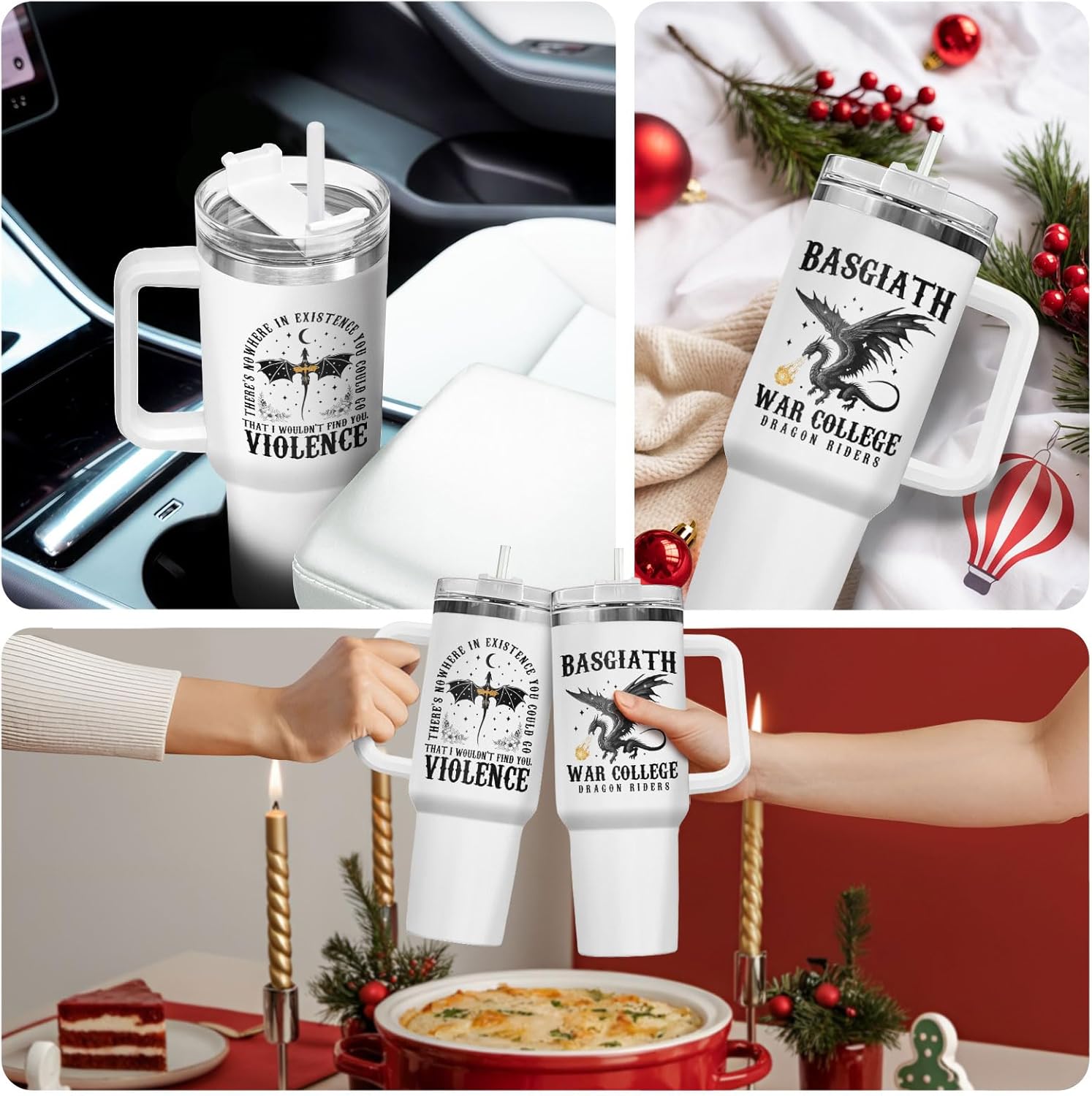 34HD War Dragon Rider 40oz Tumbler with Handle and Straw, Violence Nowhere Find You Insulated Travel Mug, Bookish Items to Men & Women - Birthday Gifts for Book Lovers and Readers - Image 7