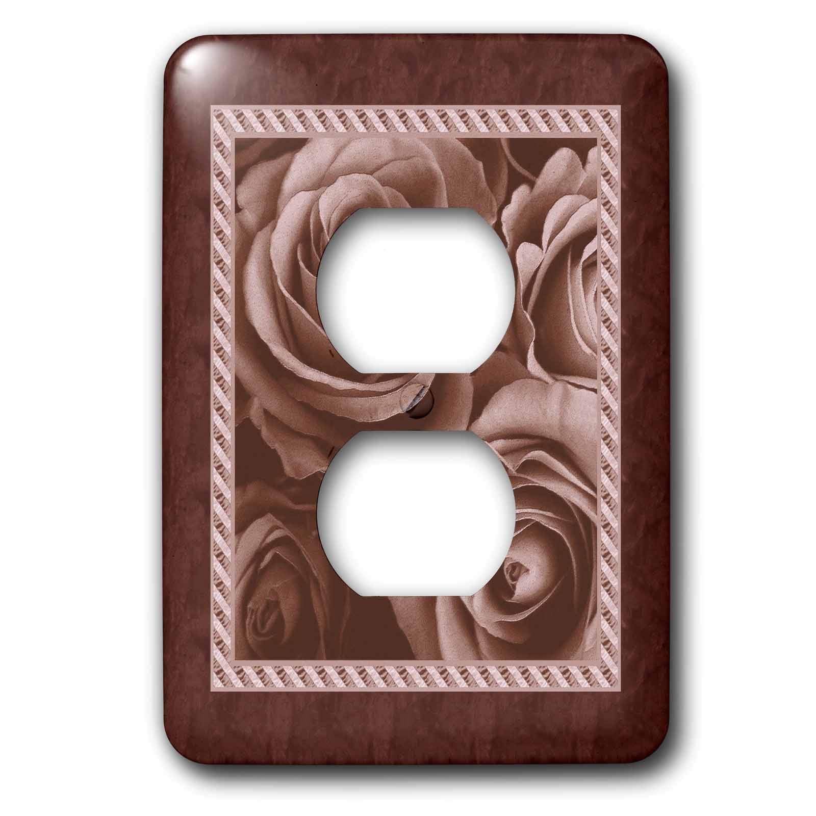 Cache pour 2 prises de courant déco roses marron pour habiller vos murs
