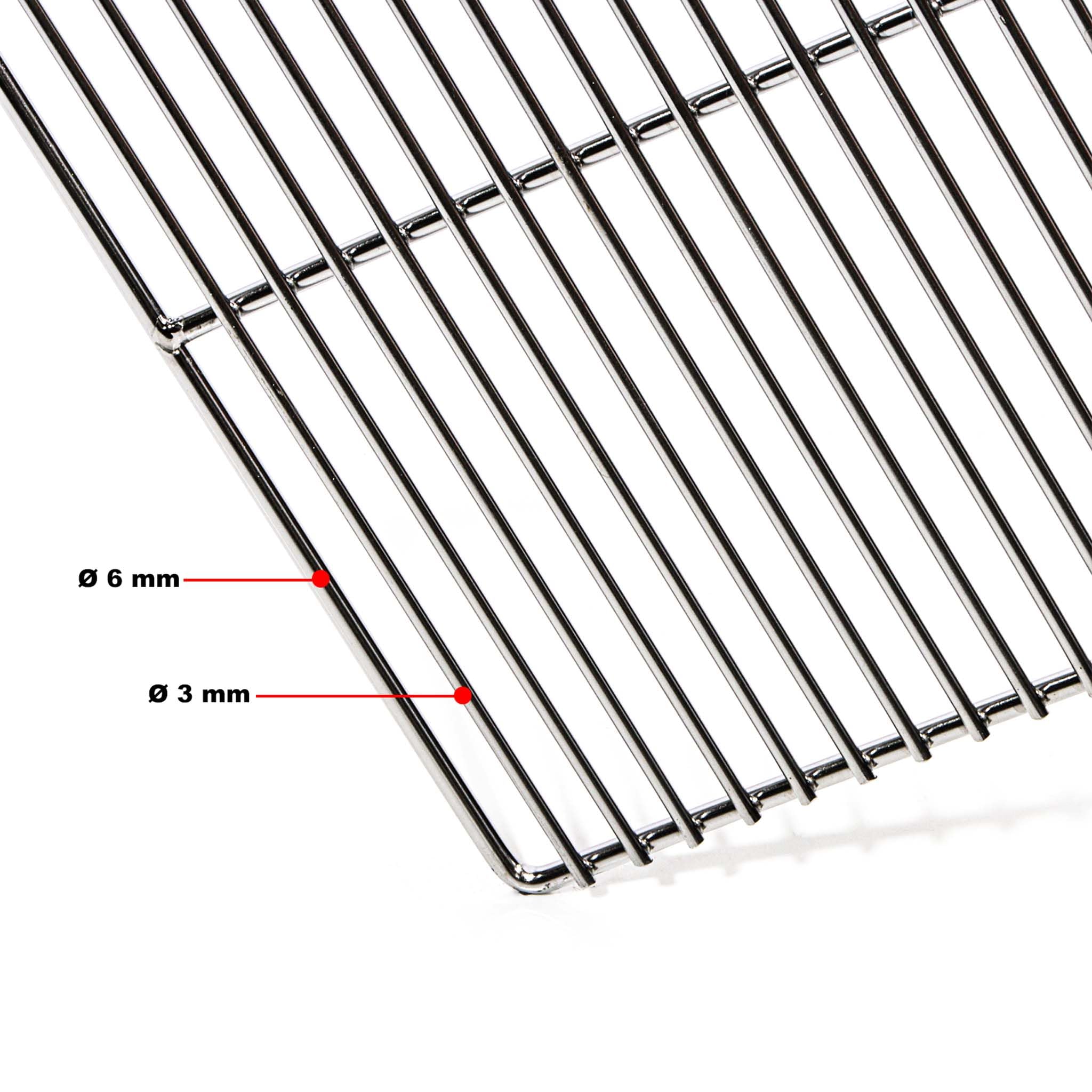 BBQ Grillrost Eckig 54x34cm aus Hochwertigem Edelstahl mit Handgriffen für Gasgrill, Kugelgrill usw.