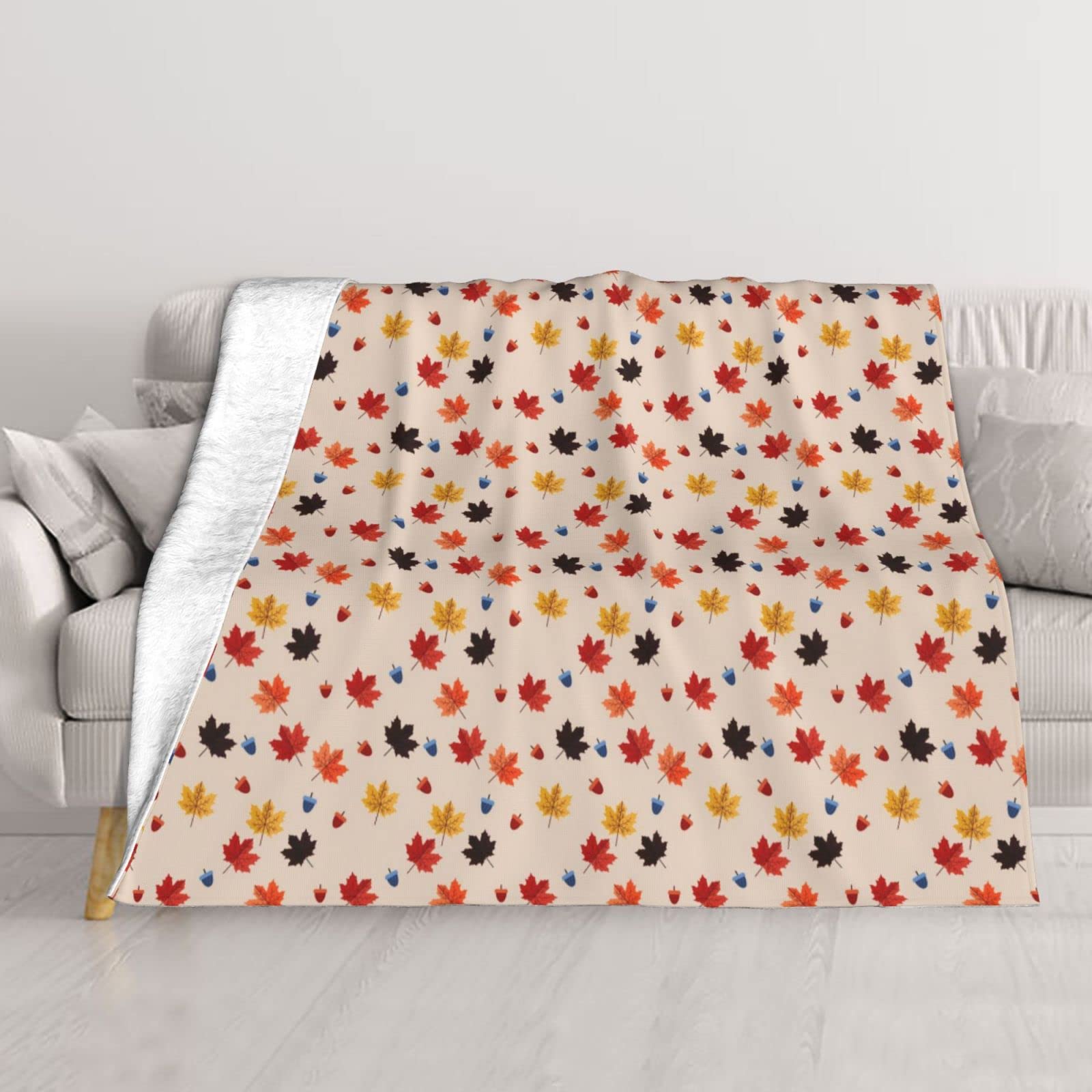 Couverture de canapé douce contre le froid, plaid lit et camping motif automne